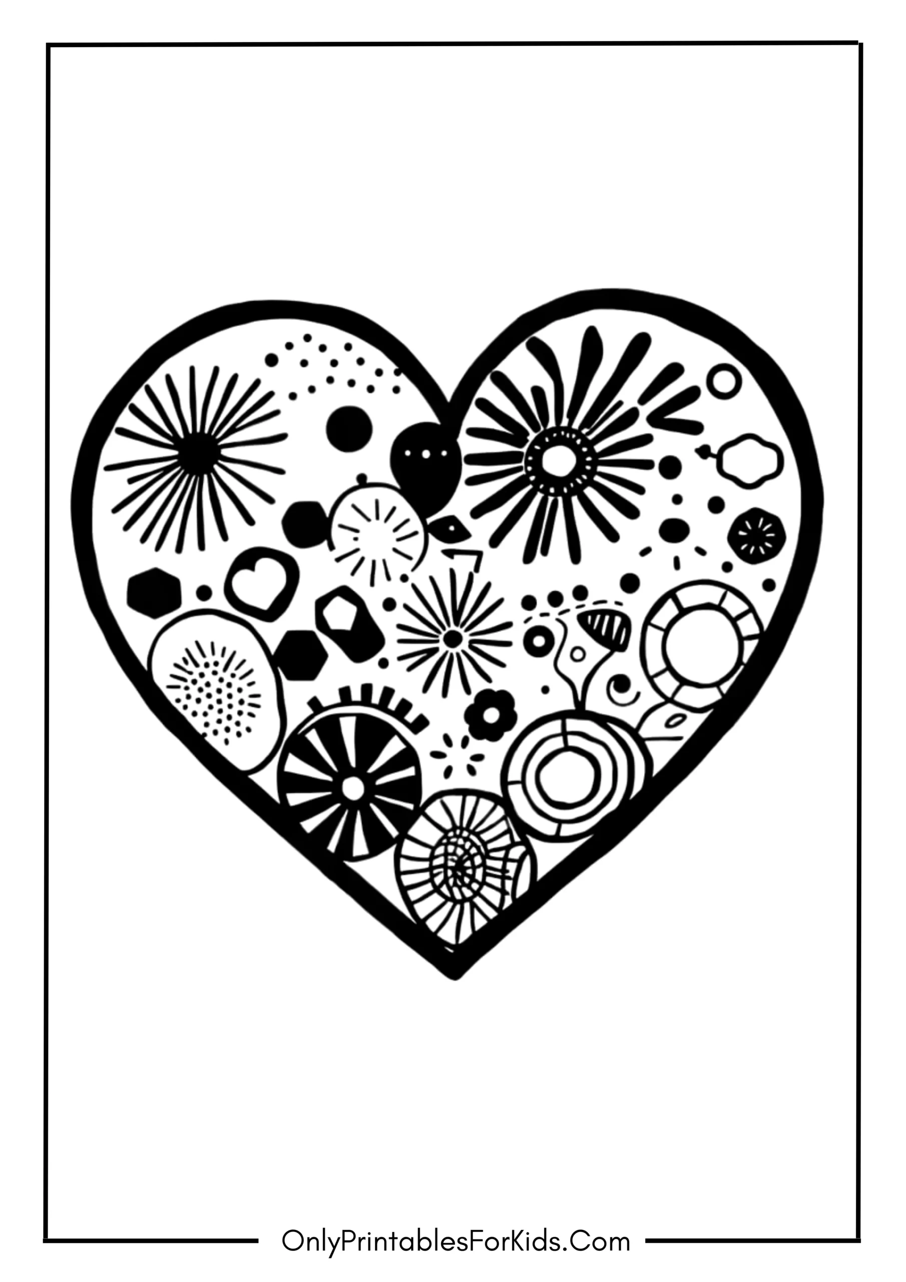 Abstract Art Heart Coloring Page