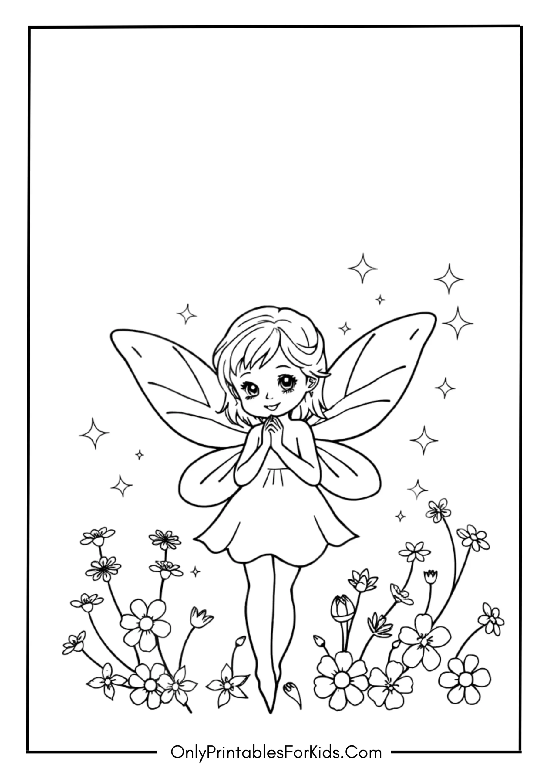 Adorable Fairy Coloring Page scaled