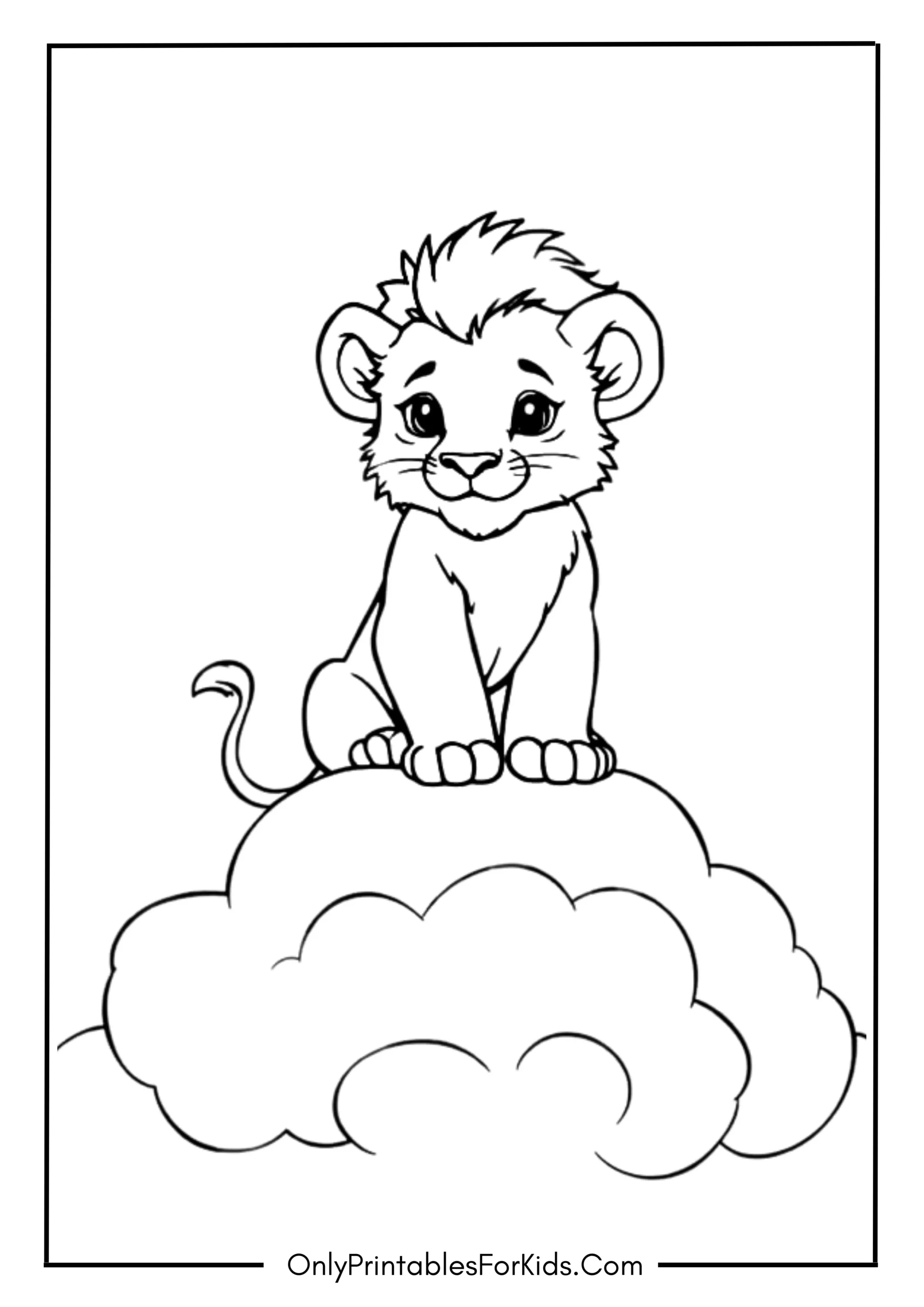 Adorable Lion Cub Sitting On A Cloud