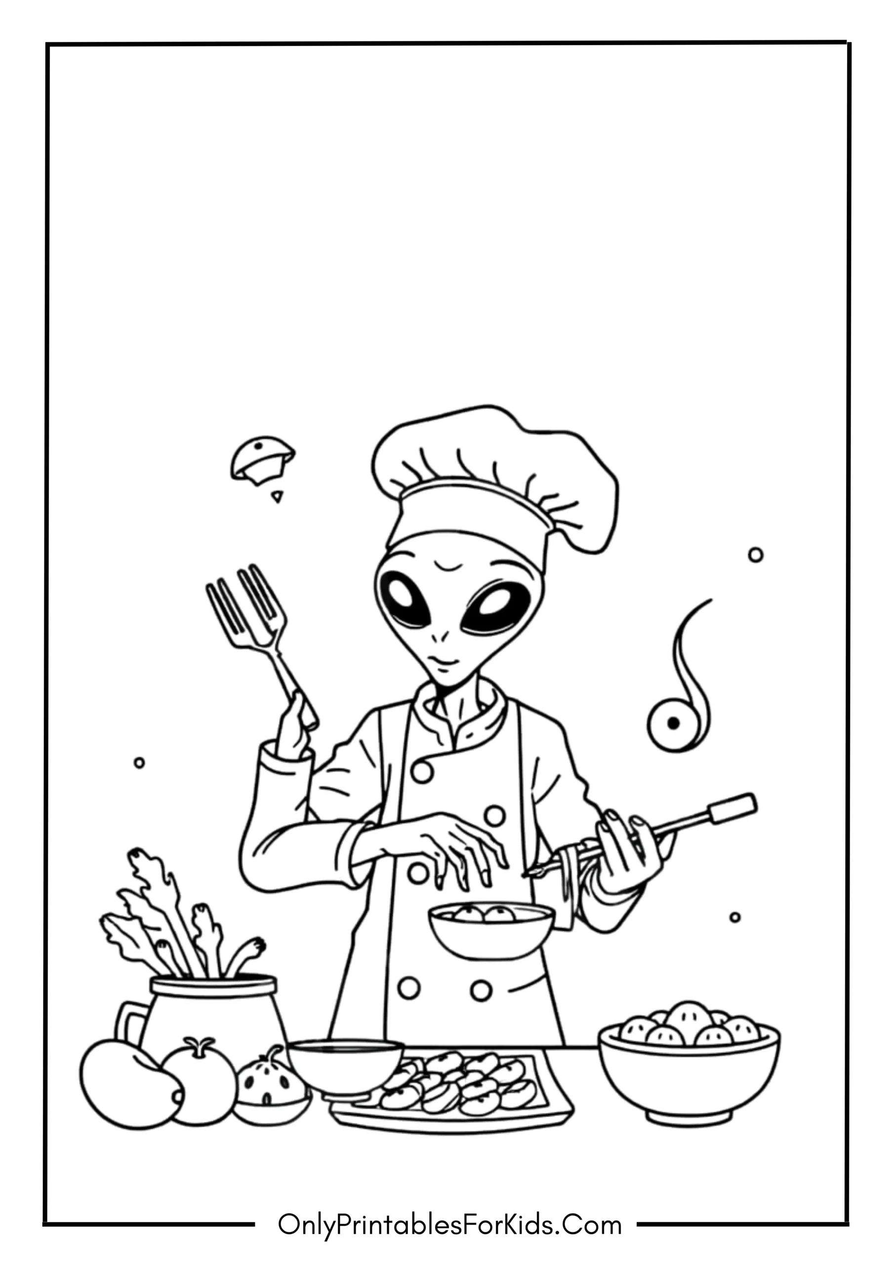 Alien Chef Making Space Snacks