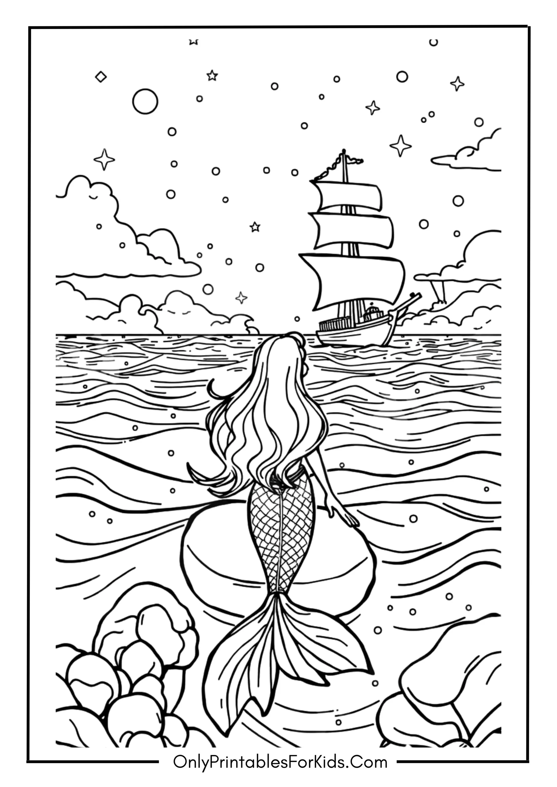 Andersens Little Mermaid Coloring Page 4 scaled