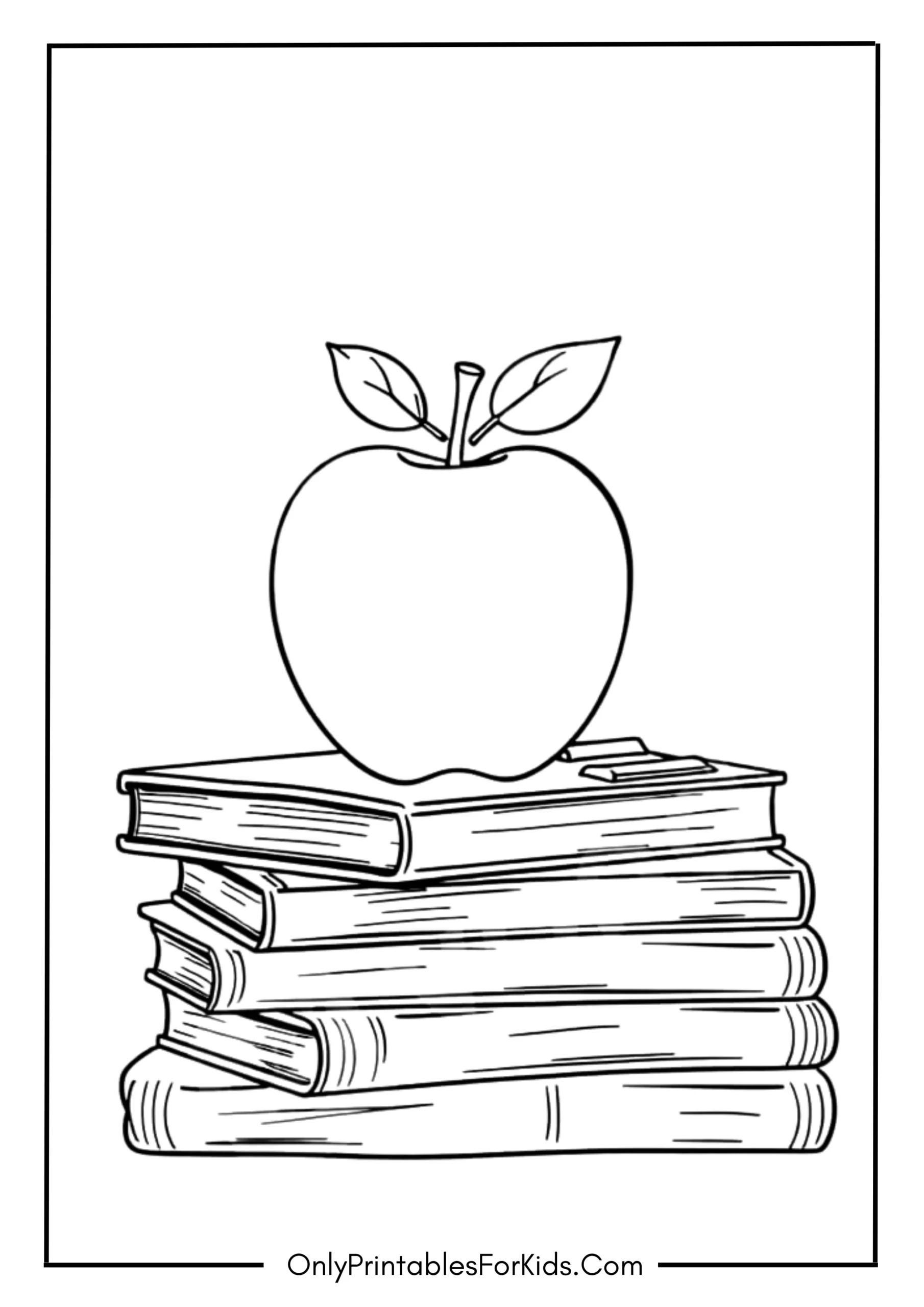 Apple Balanced on Top of a Pile of Vintage Books