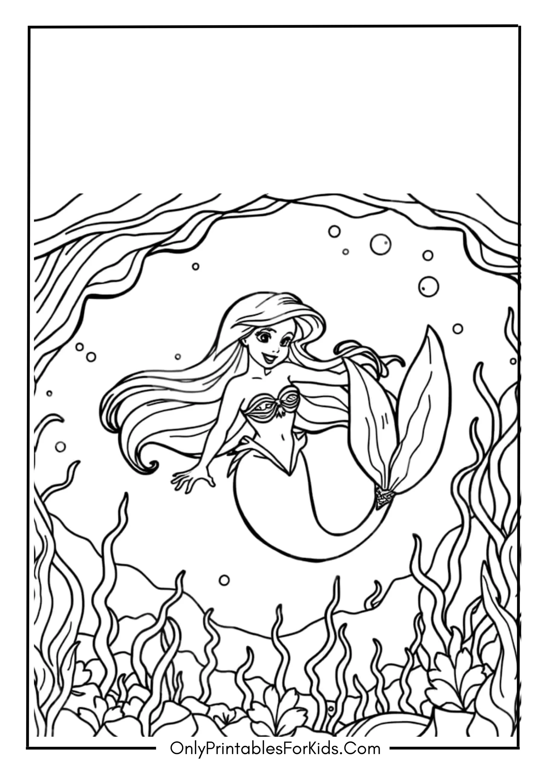 Ariel Mermaid Coloring Page 2 scaled