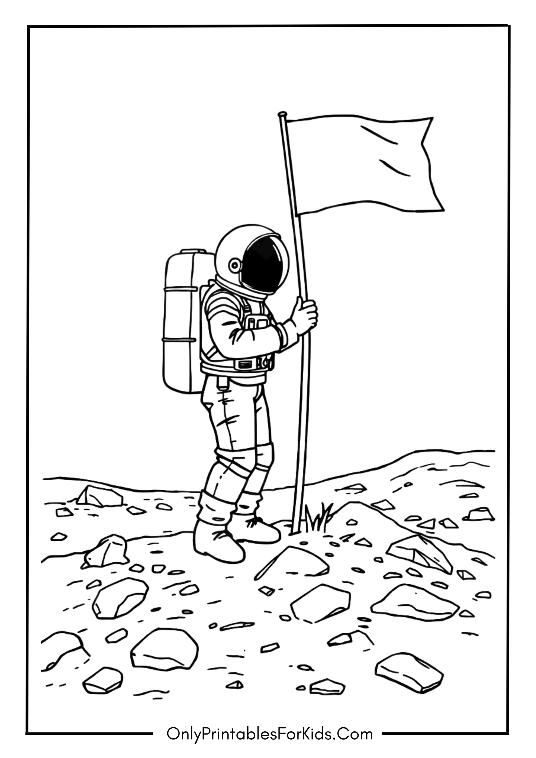 Astronaut Planting a Flag on Mars