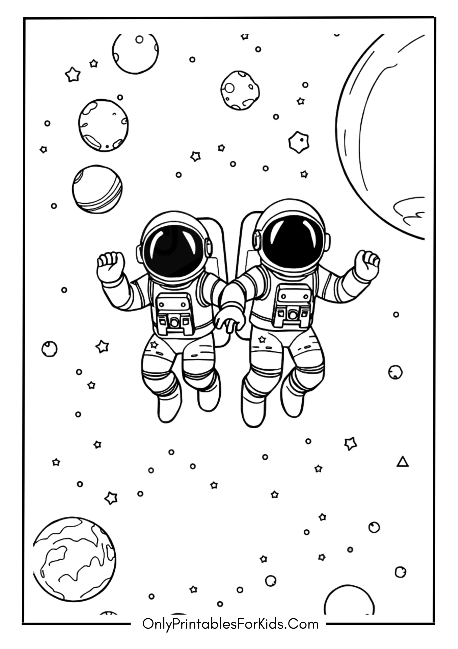 Astronauts Floating in the Starry Galaxy
