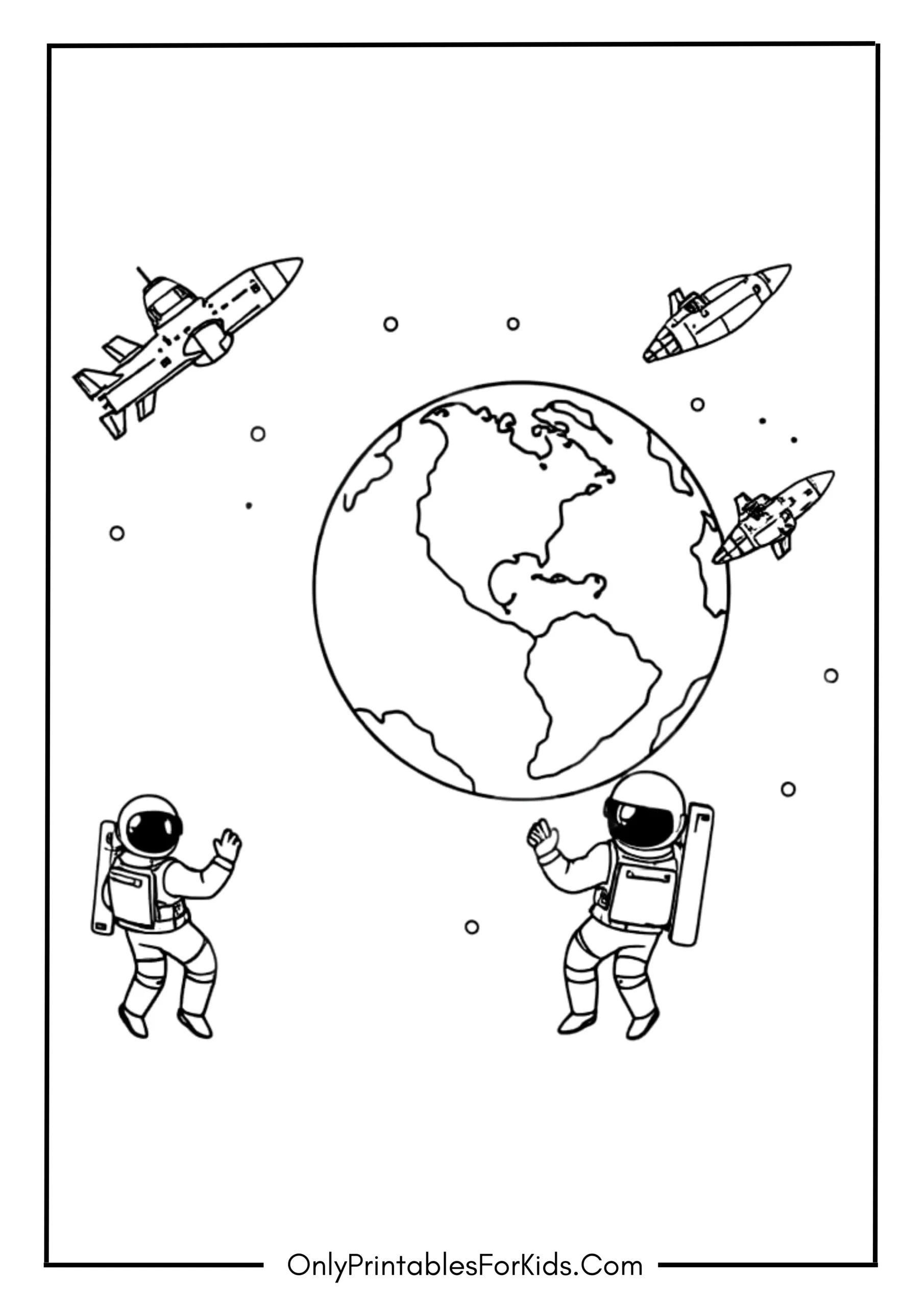 Astronauts and Spaceships over Planet Earth