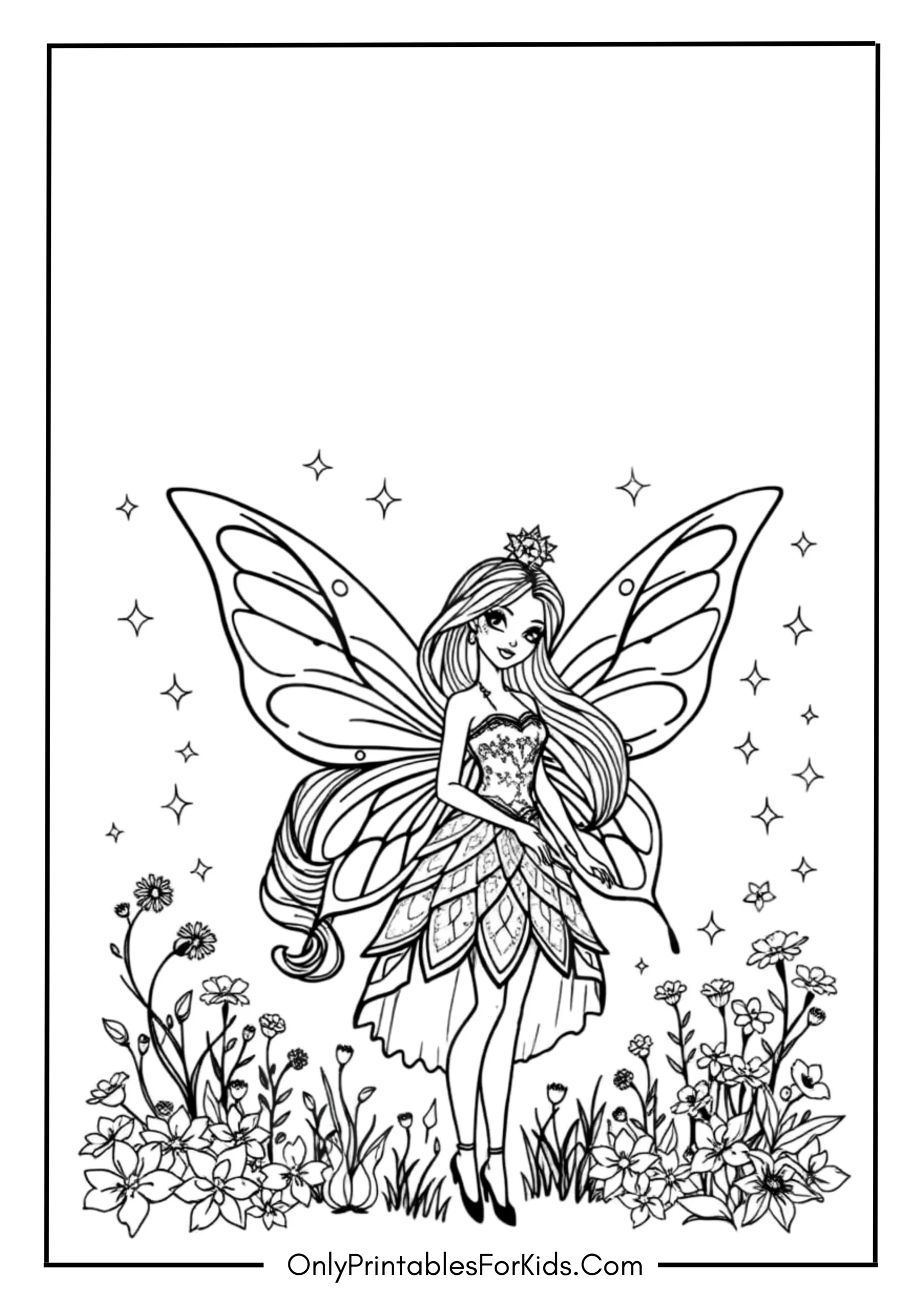 Barbie Fairy Coloring Page scaled