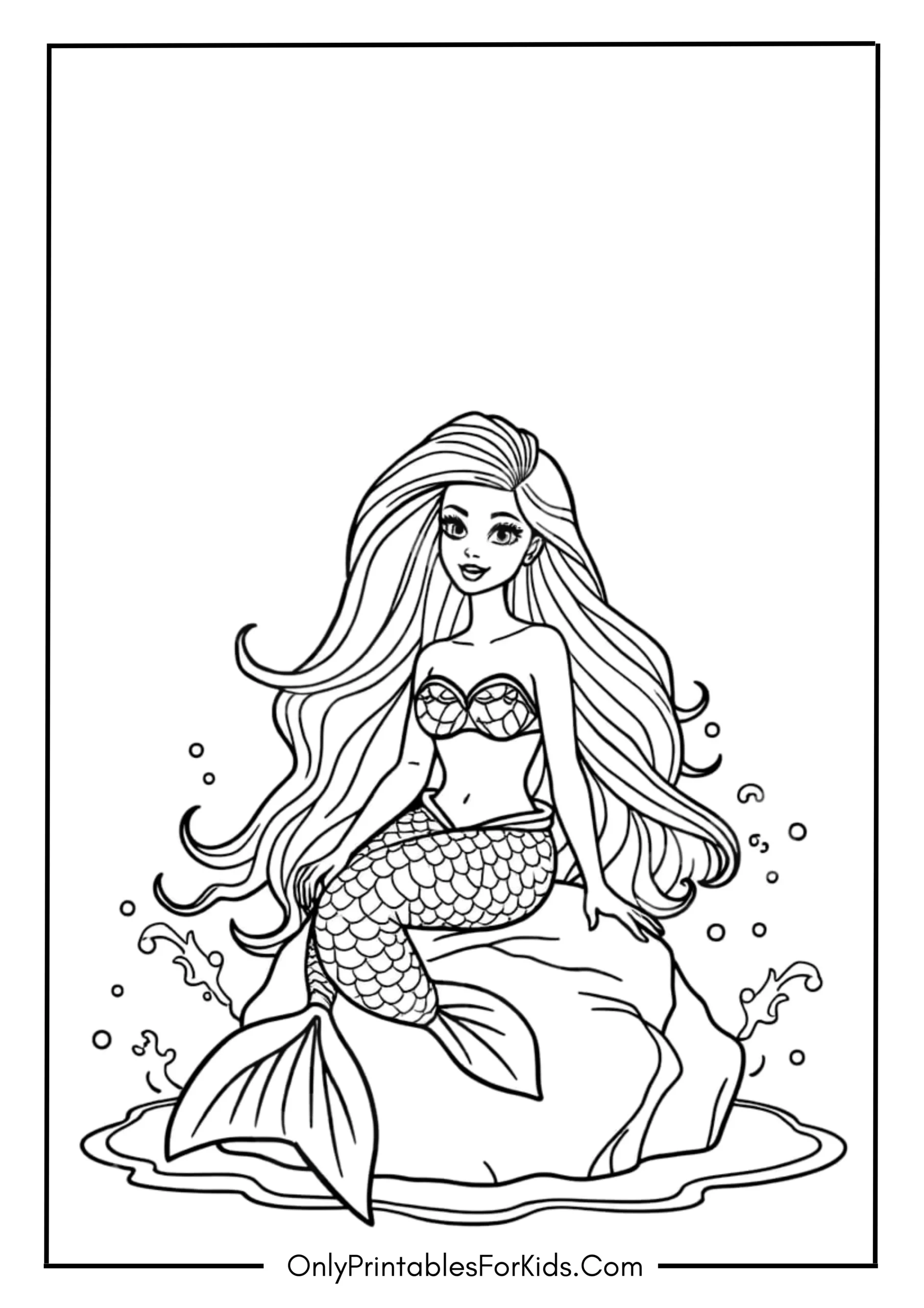 Barbie Mermaid Coloring Page 4 scaled