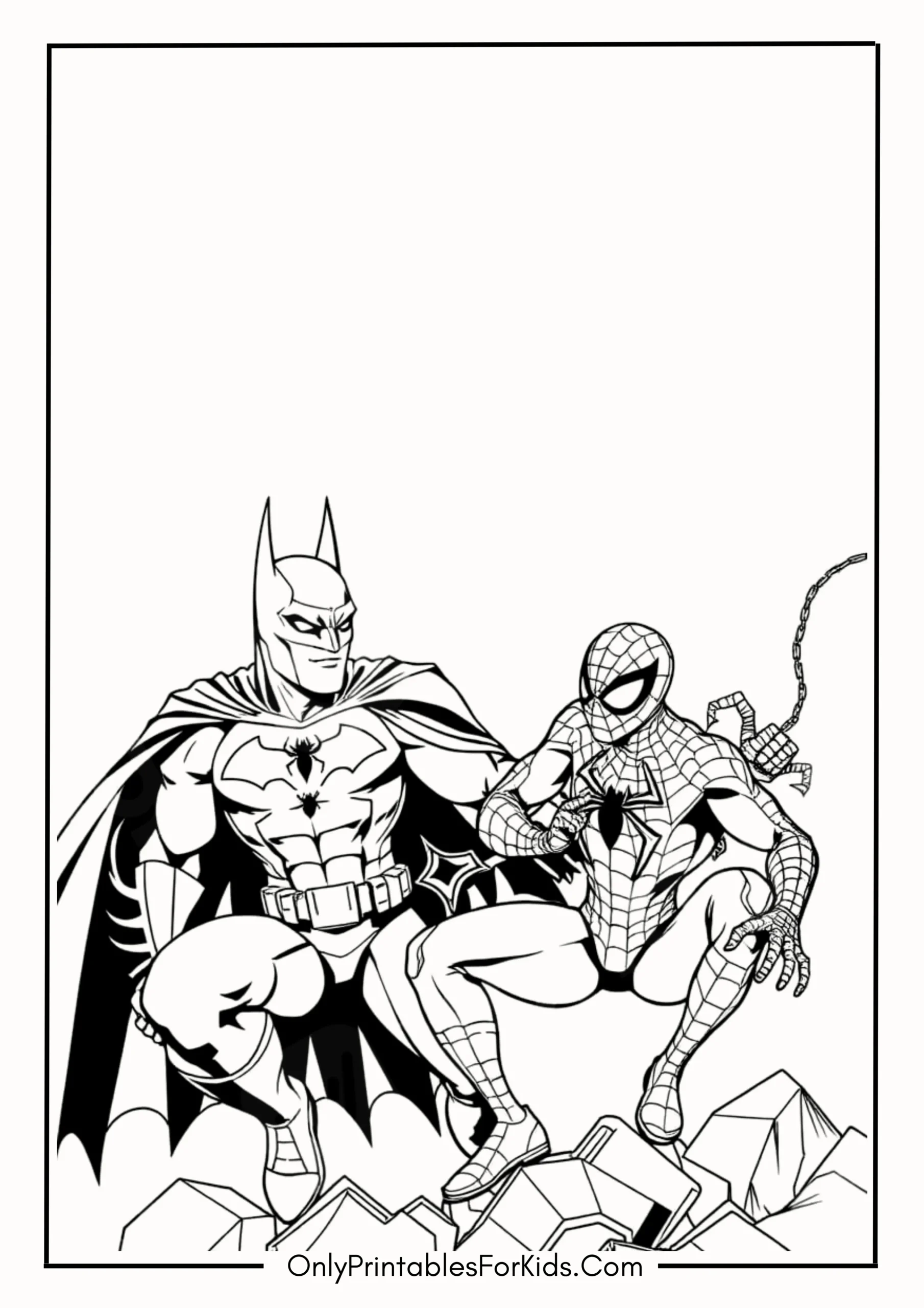 Batman and Spider-Man Coloring Page