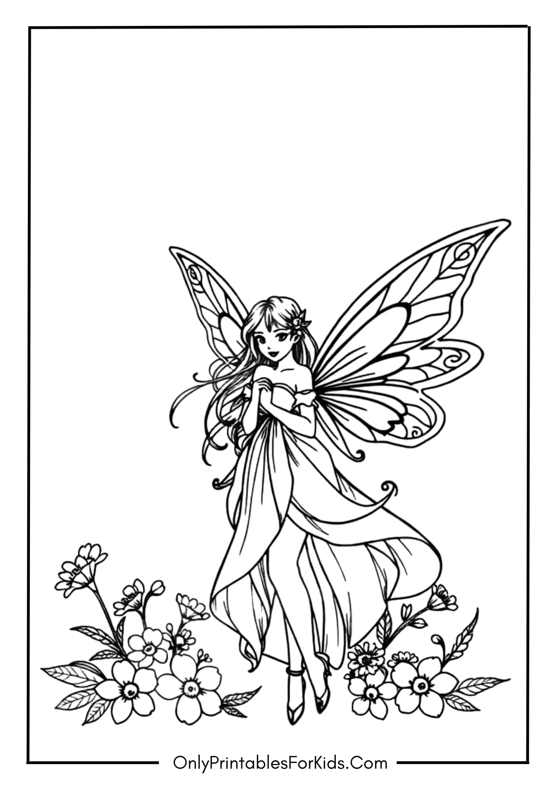 Beautiful Fairy Coloring Page