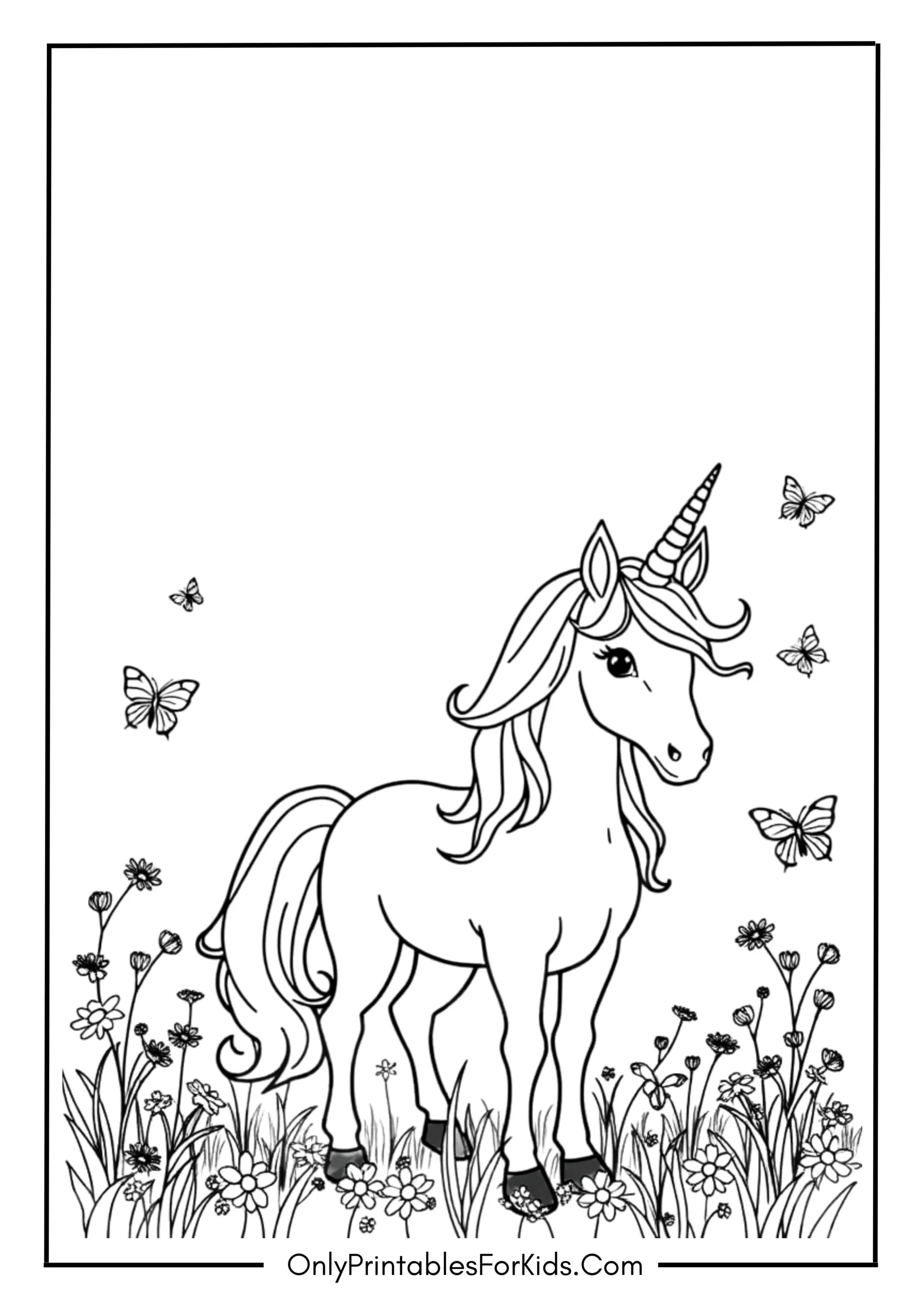 Beautiful Unicorn Coloring Page