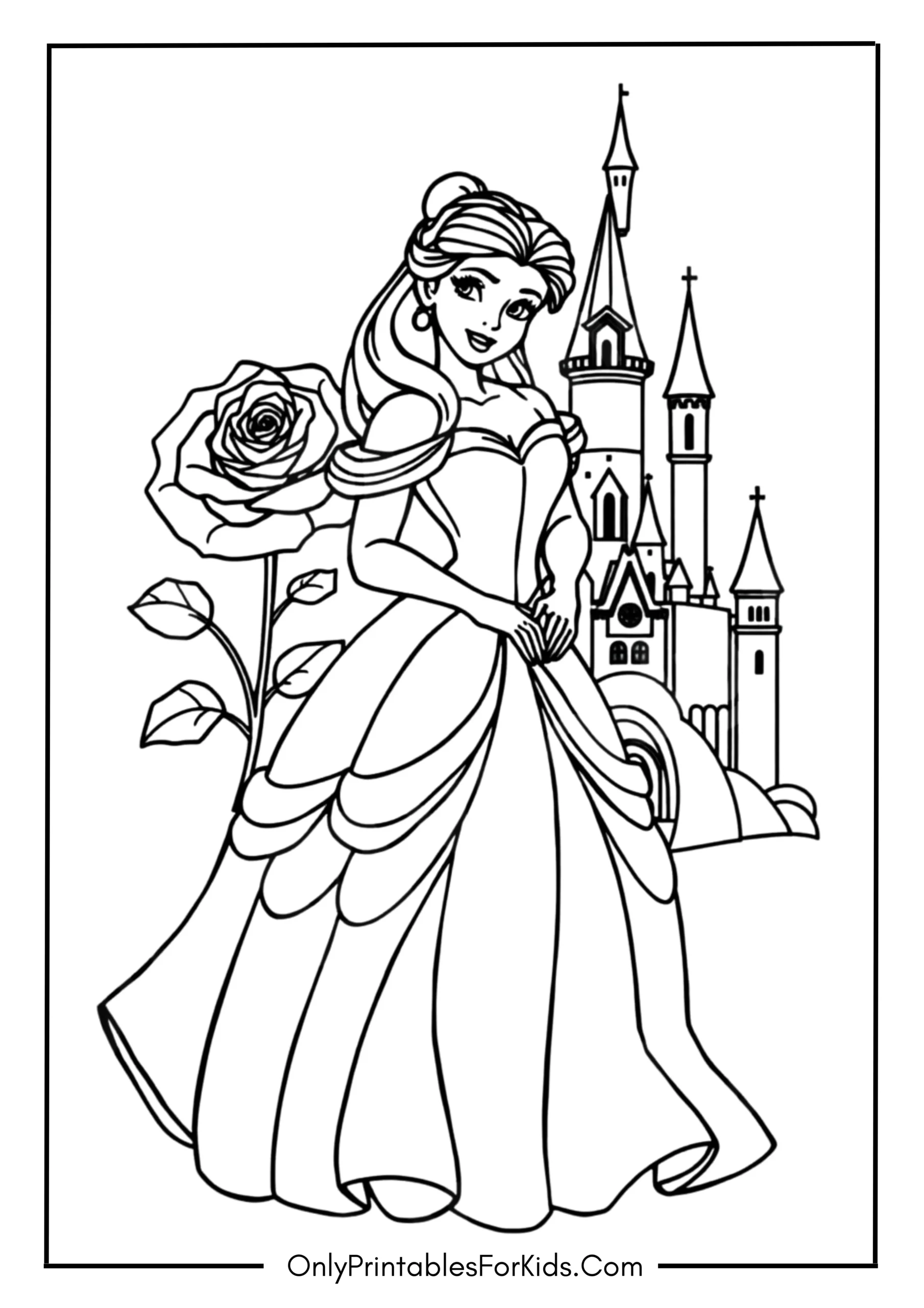 Belle Disney Princess Coloring Page scaled