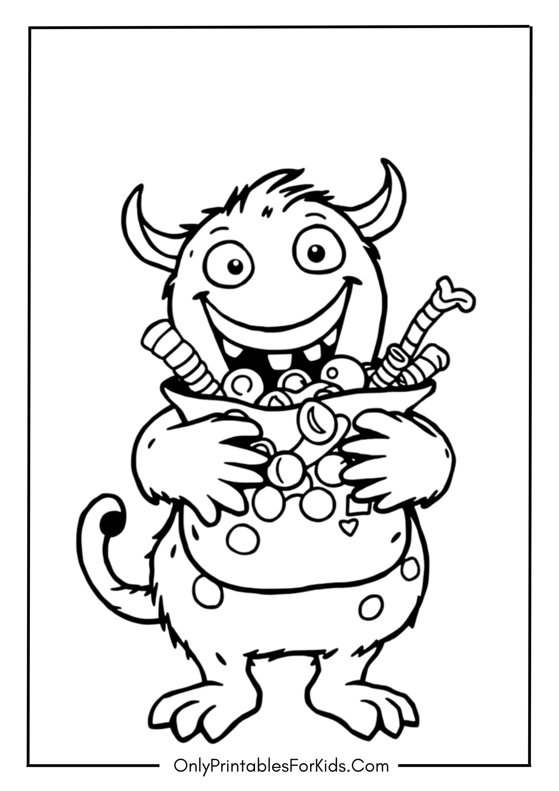 Cartoon Monster with Candy Bag