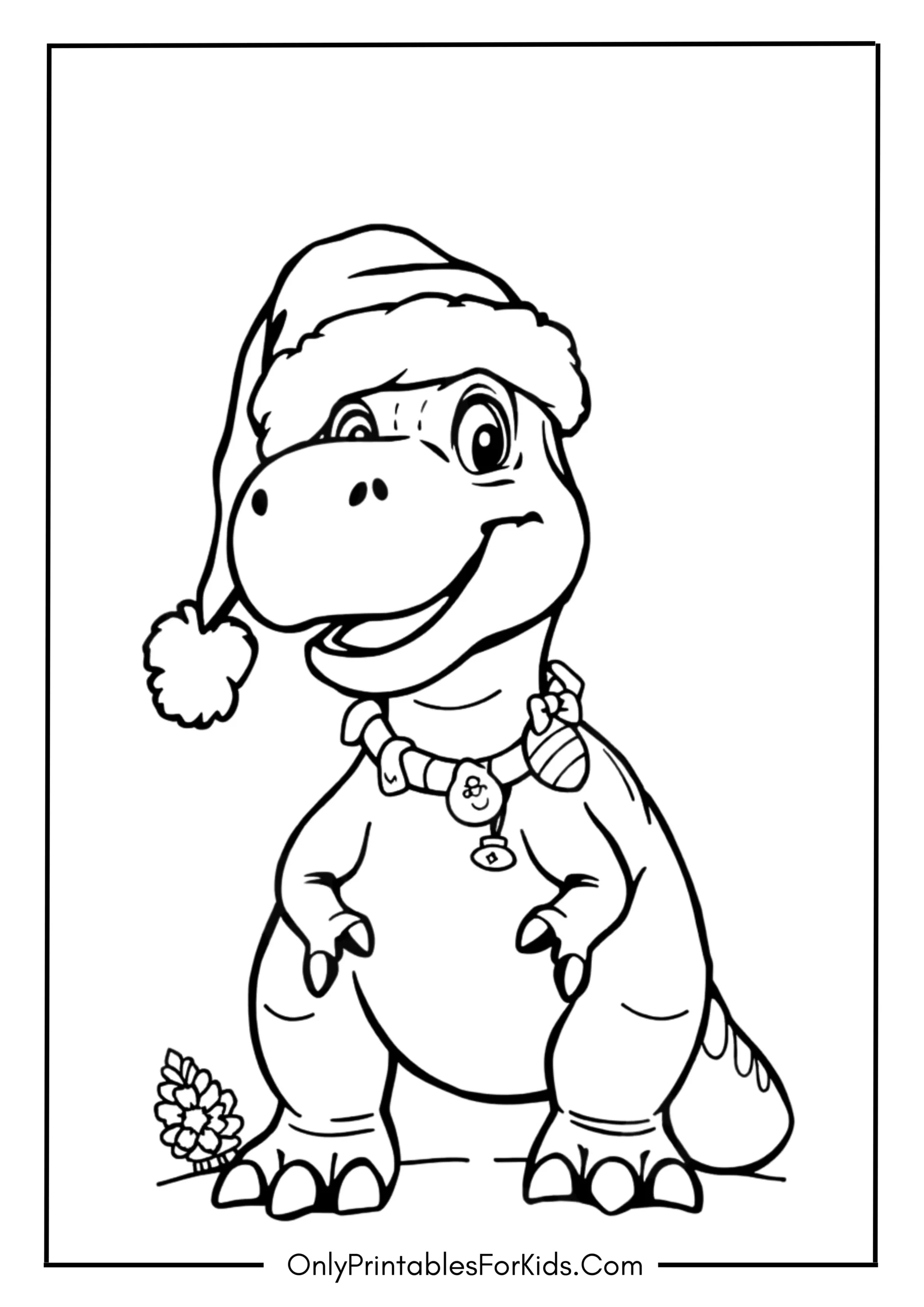Christmas Dinosaur Coloring Pages