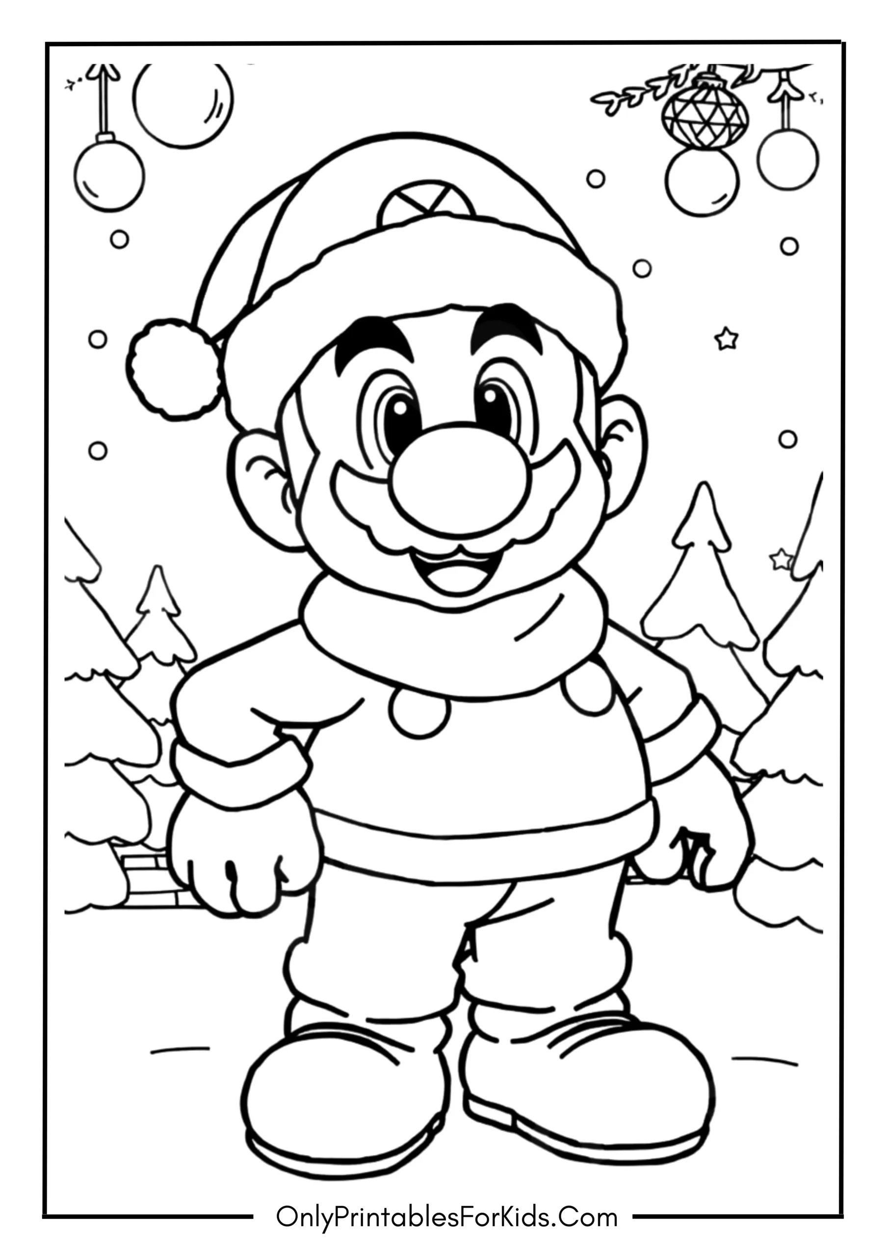 Christmas Mario Coloring Pages