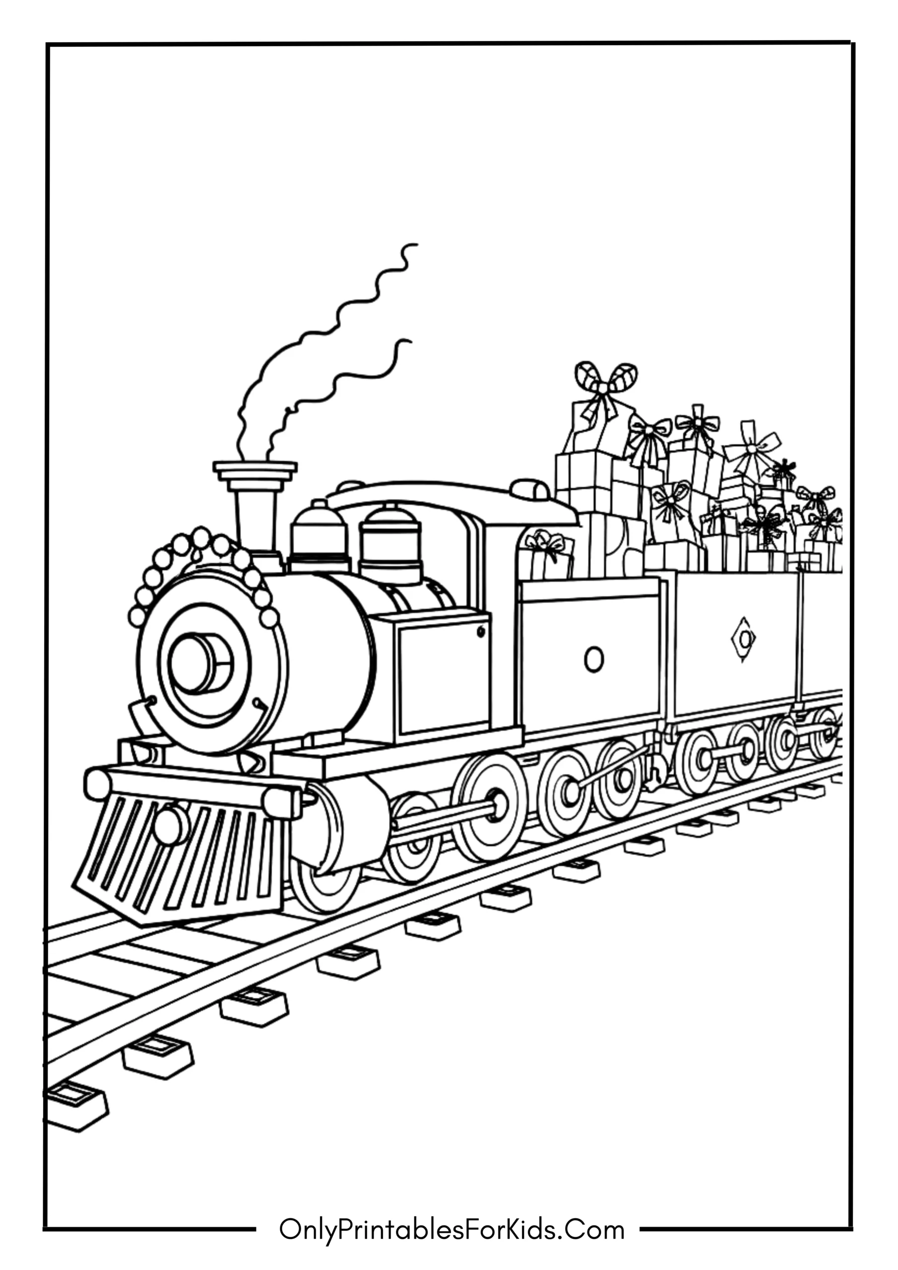 Christmas Train Coloring Page