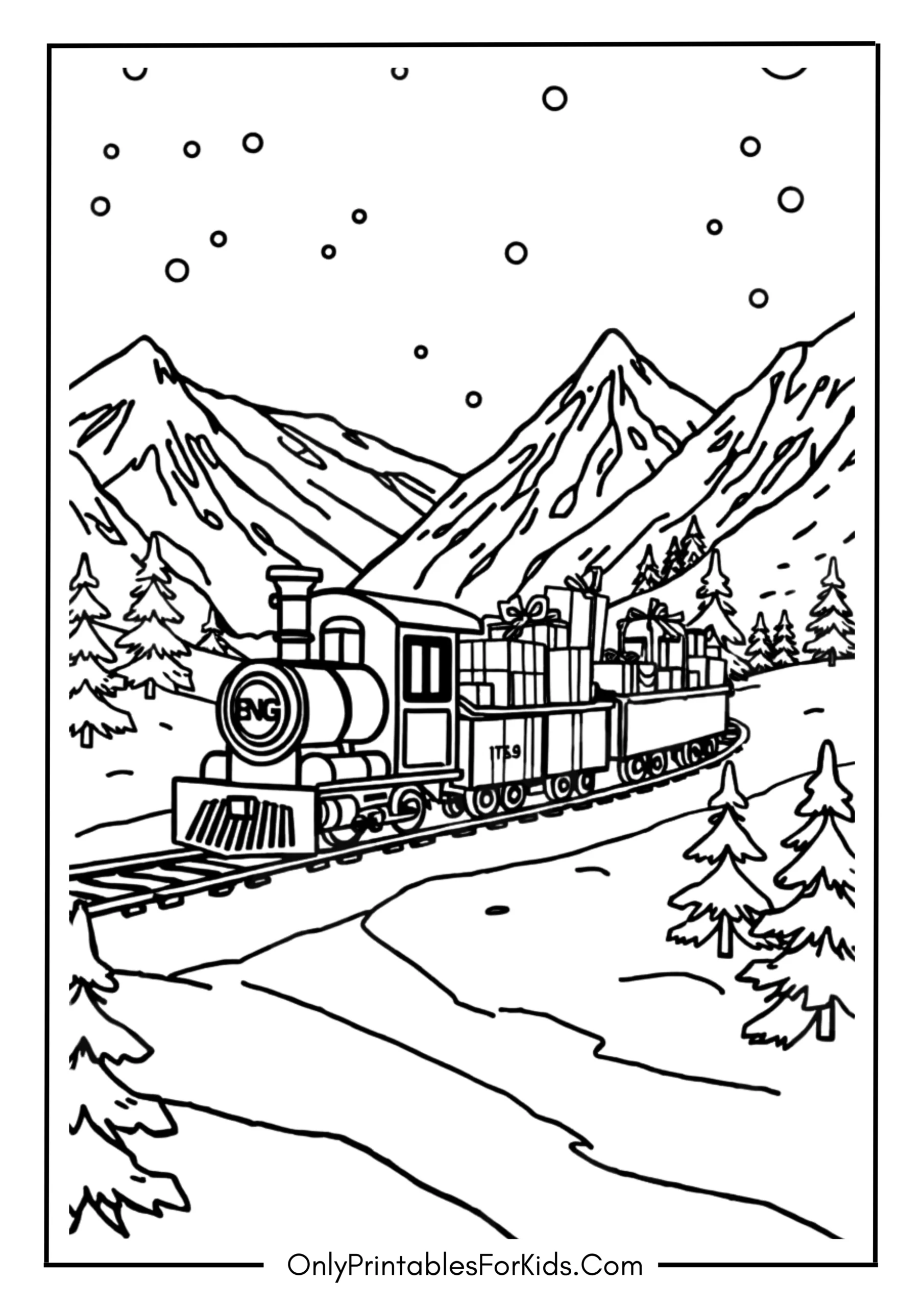 Christmas Train Ride through Snowy Mountains