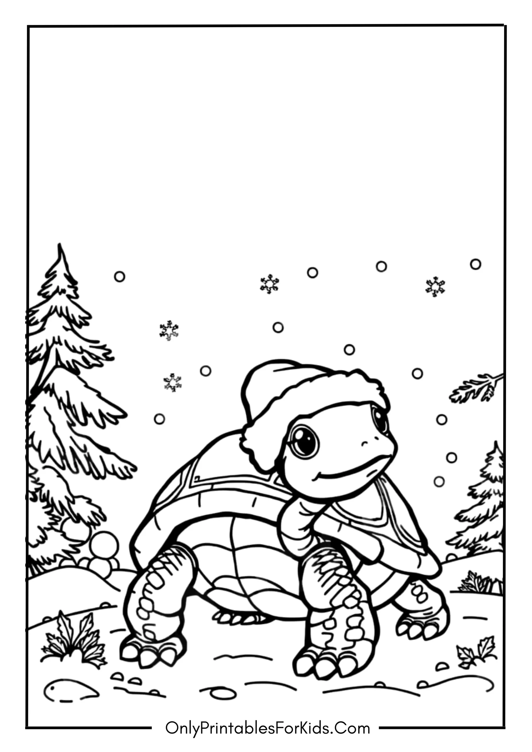 Christmas Turtle in a Snowy Wonderland