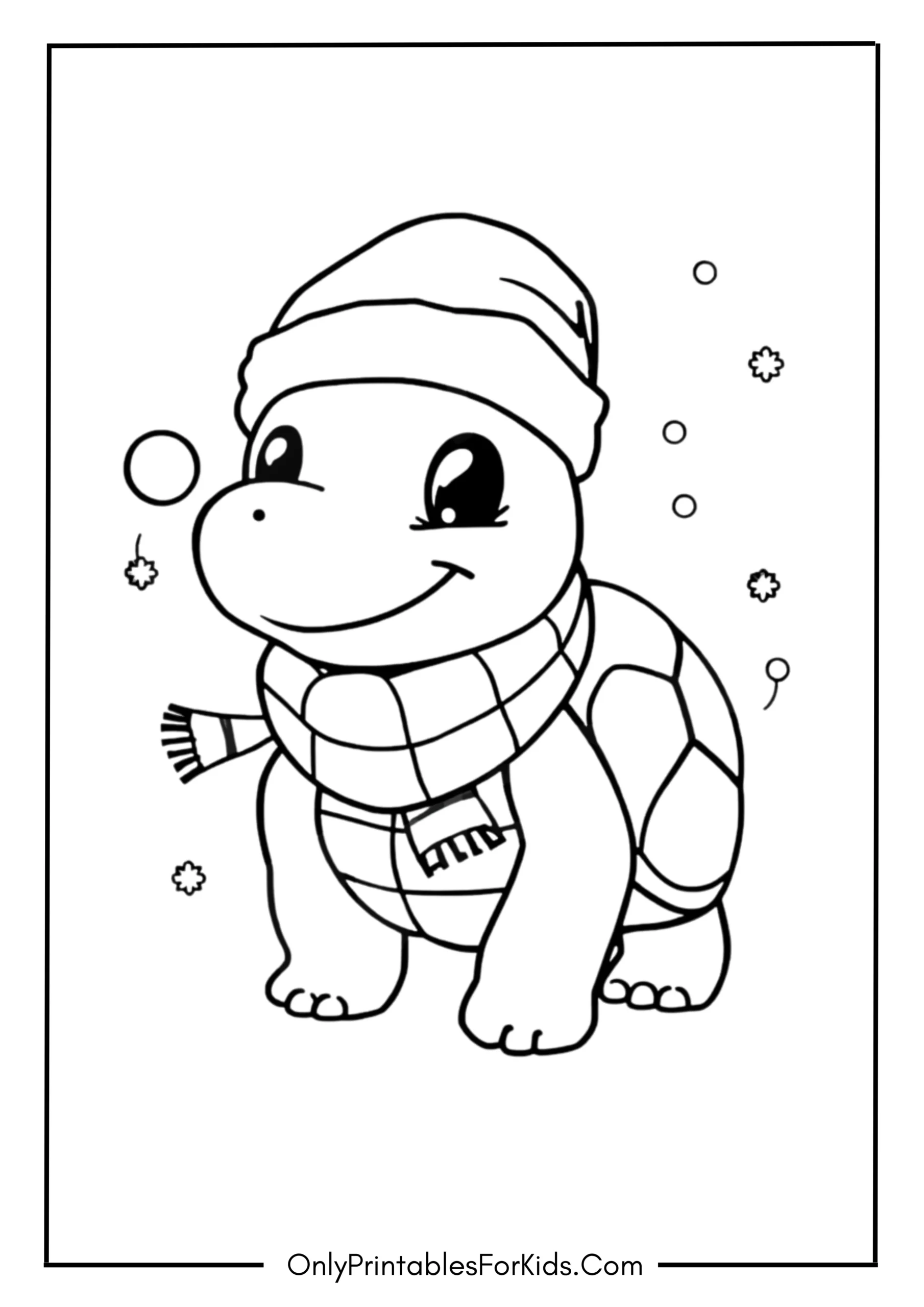 Christmas Turtle with Snowflakes