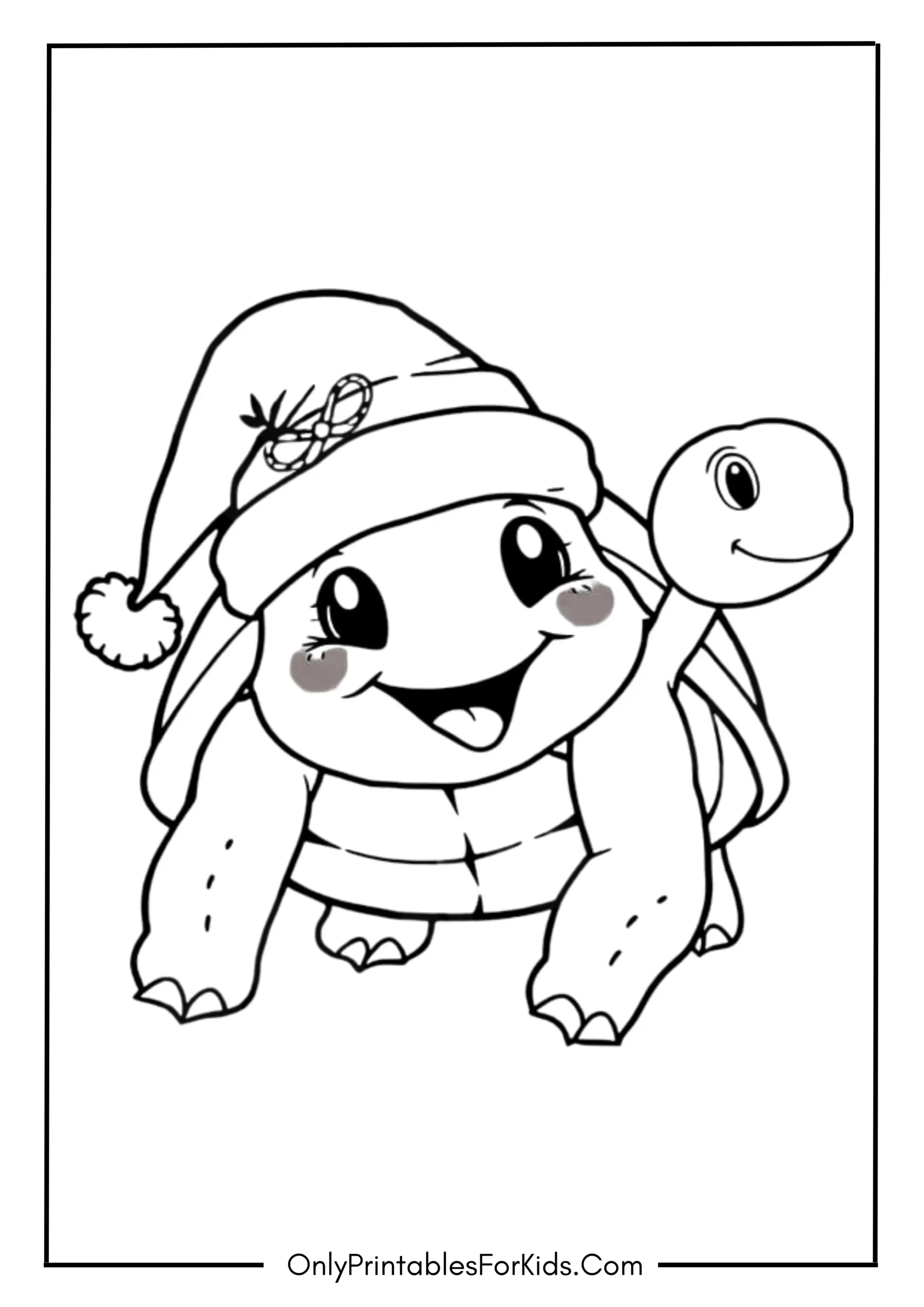 Christmas Turtle with a Santa Hat