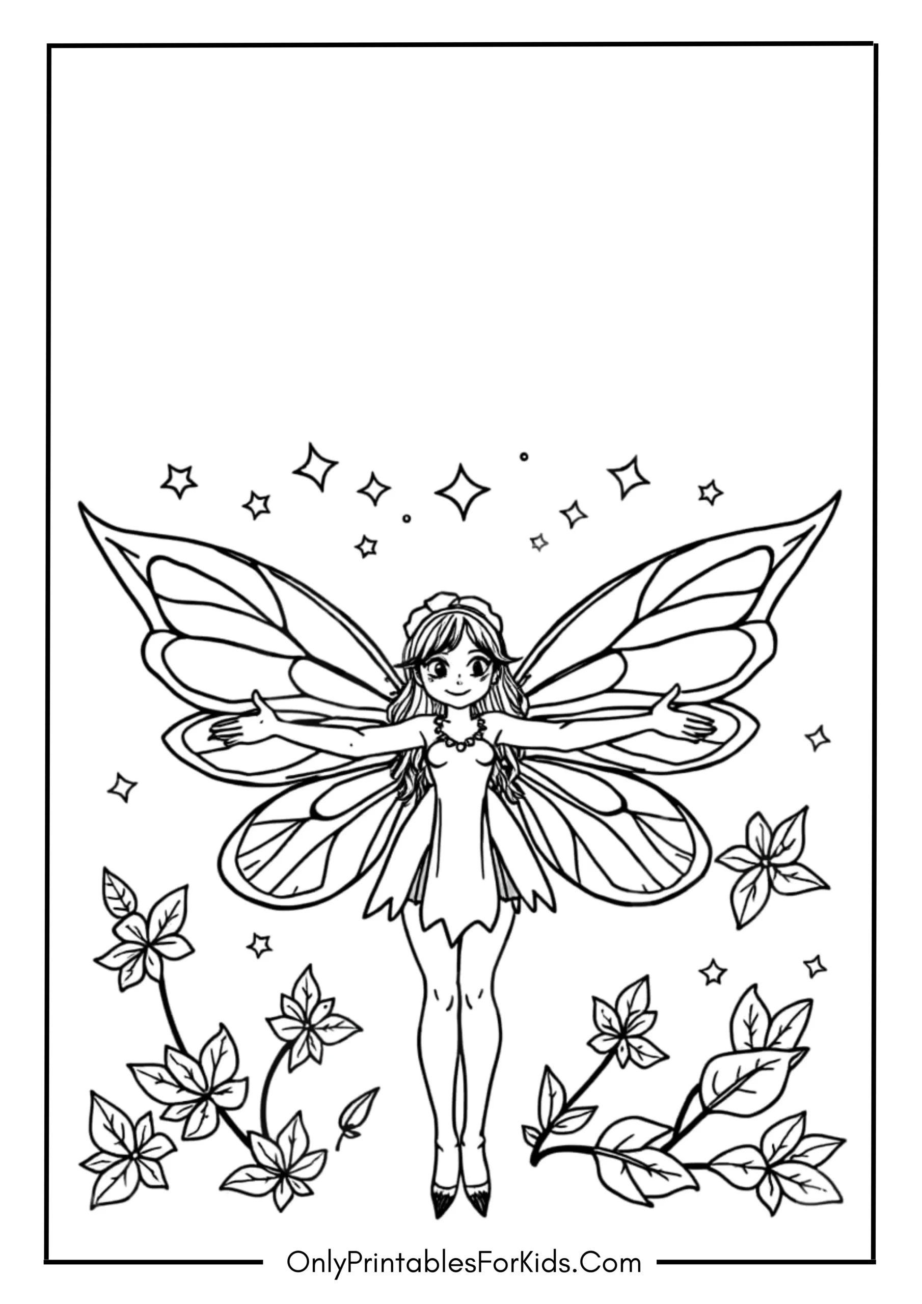 Cool Fairy Coloring Page scaled