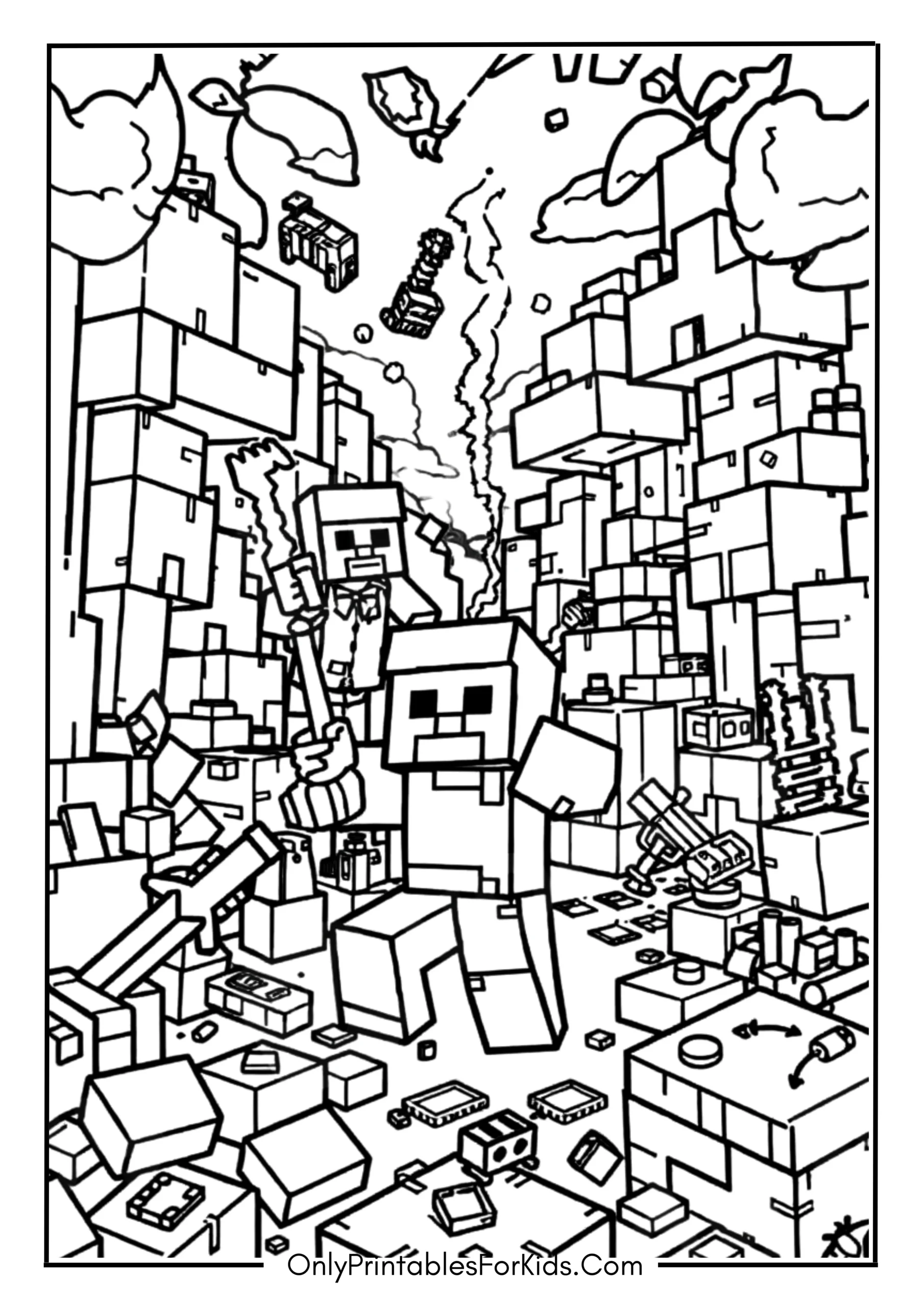 Cool Minecraft Coloring Page