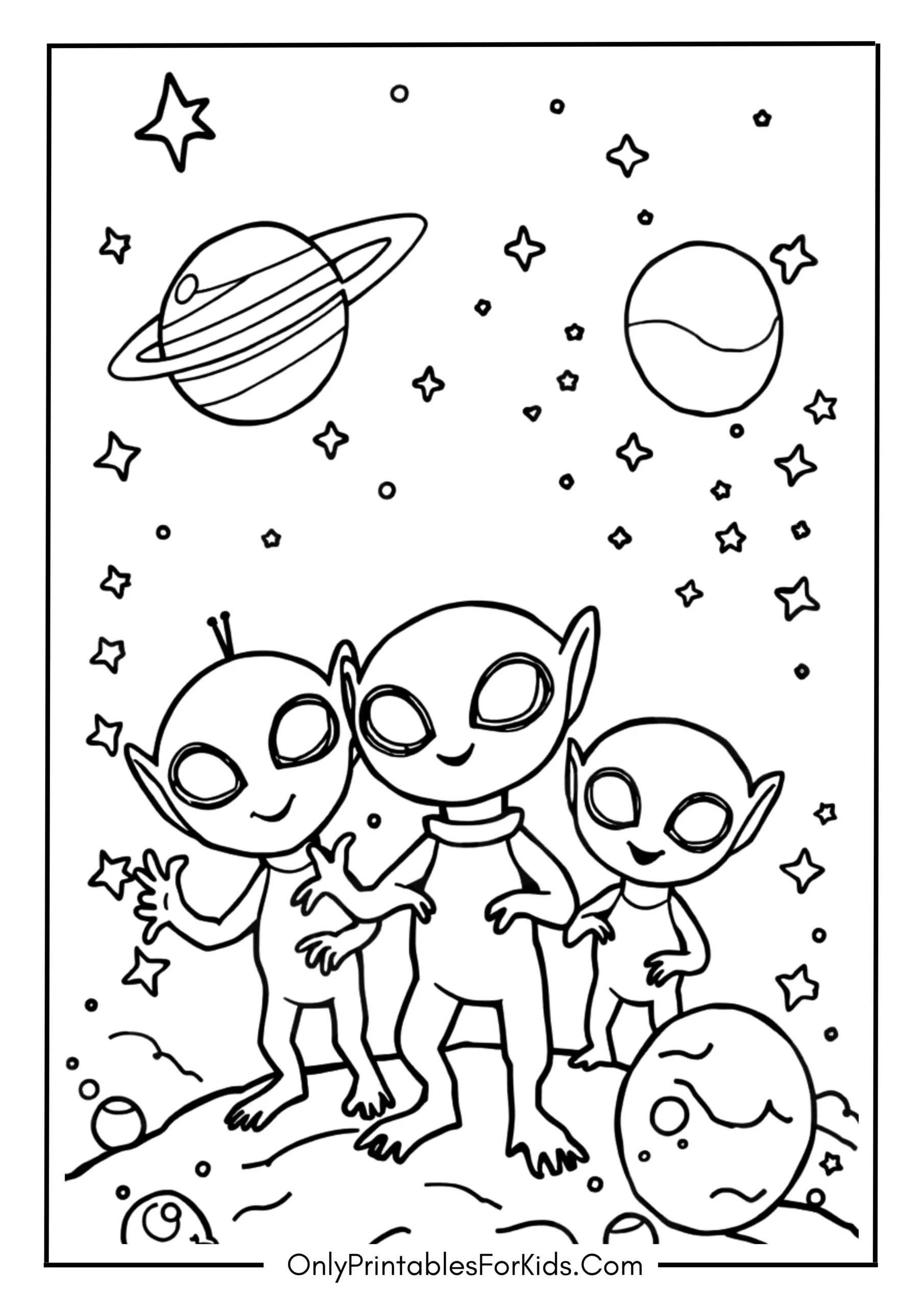Cute Aliens Exploring Outer Space