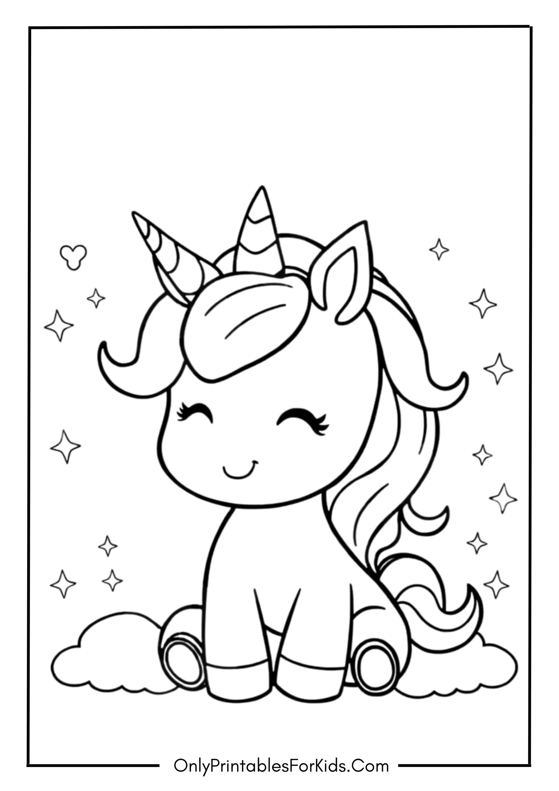 Cute Baby Unicorn Coloring Page