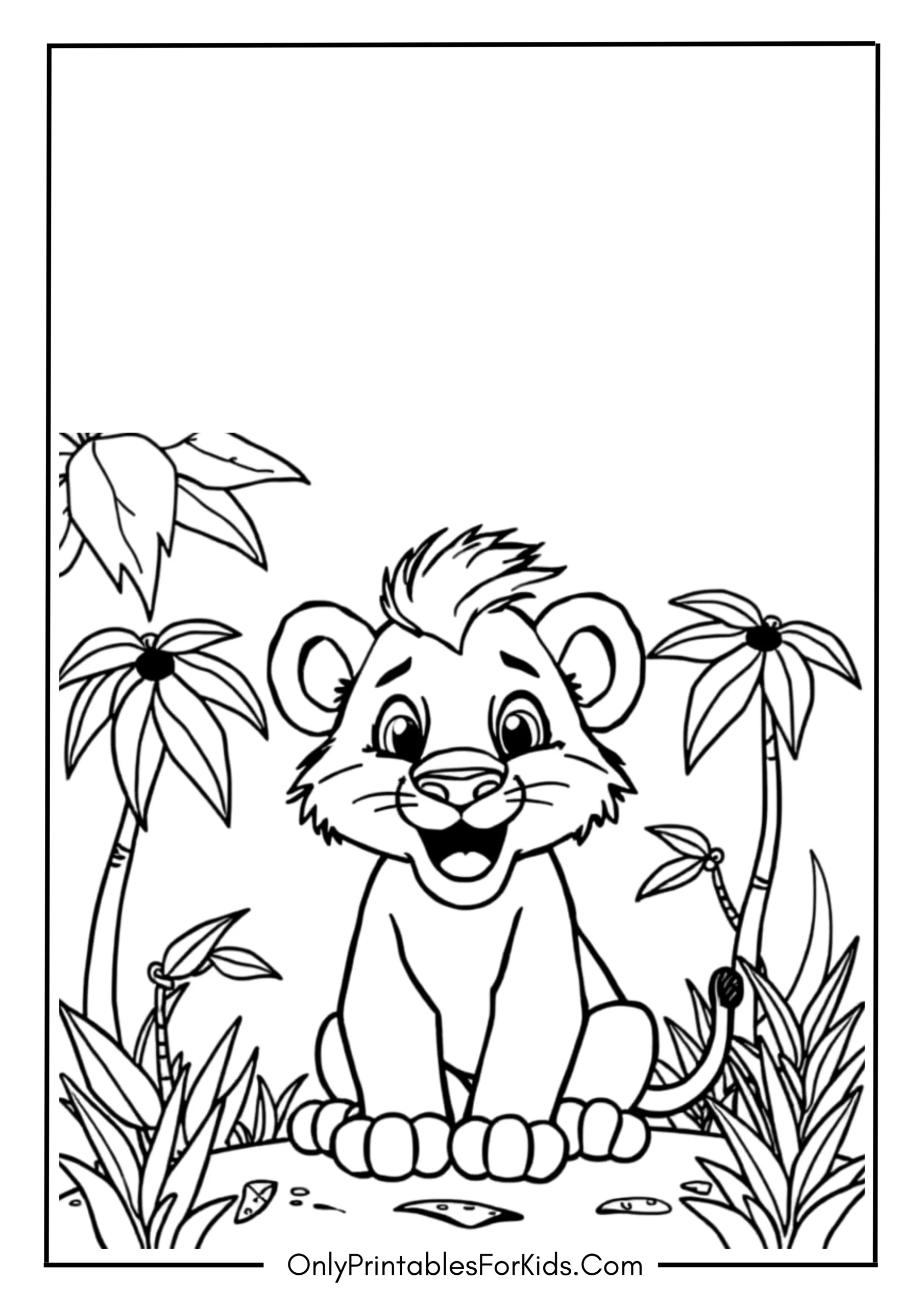 Cute Cartoon Lion Cub Ready For Adventure
