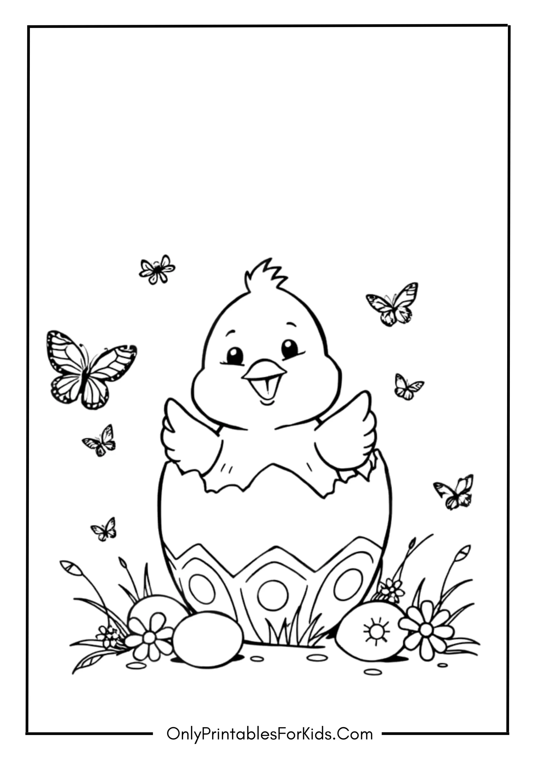 Cute Easter Chick Coloring Page