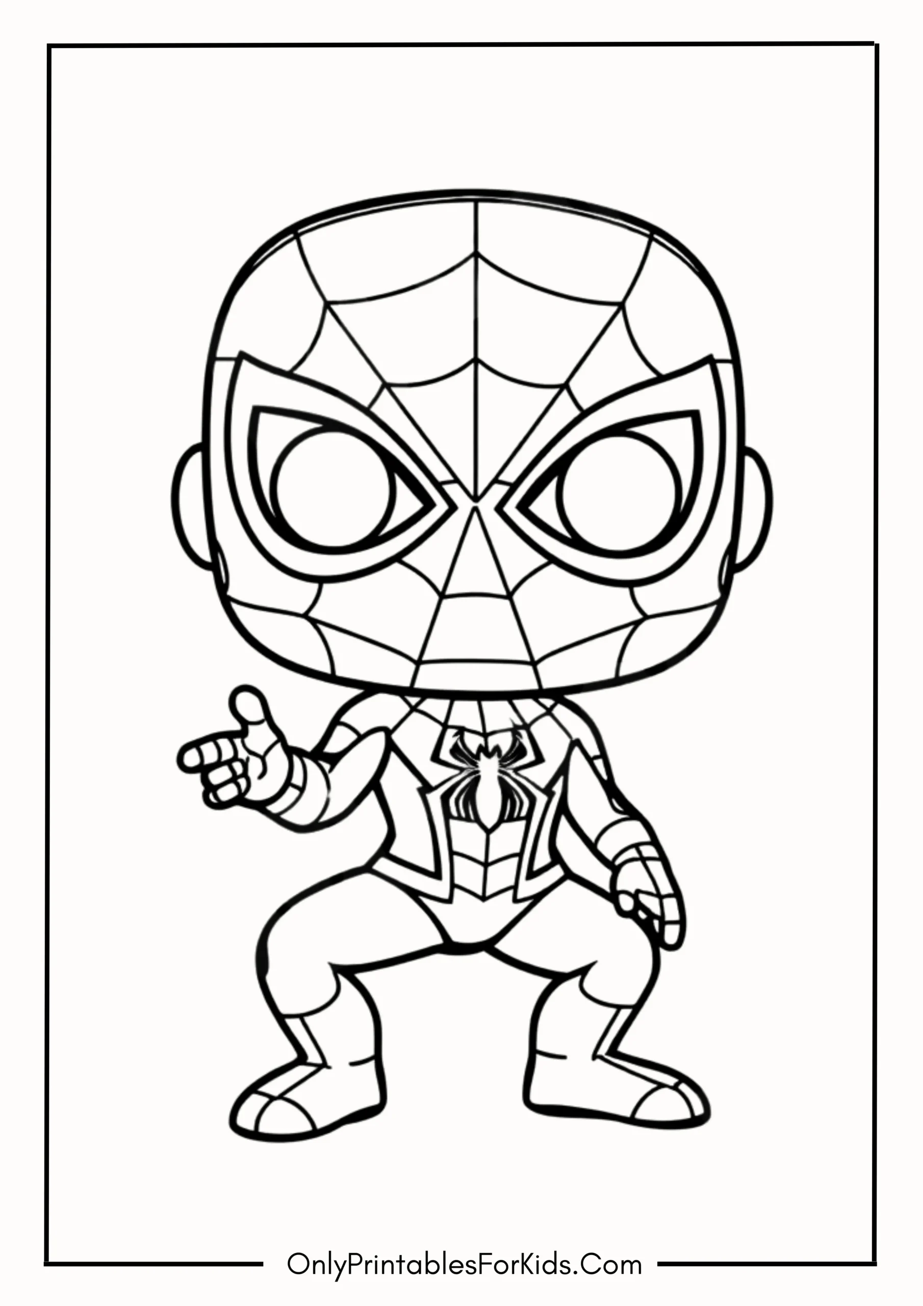 Cute Funko-Pop Spider-Man Coloring Page
