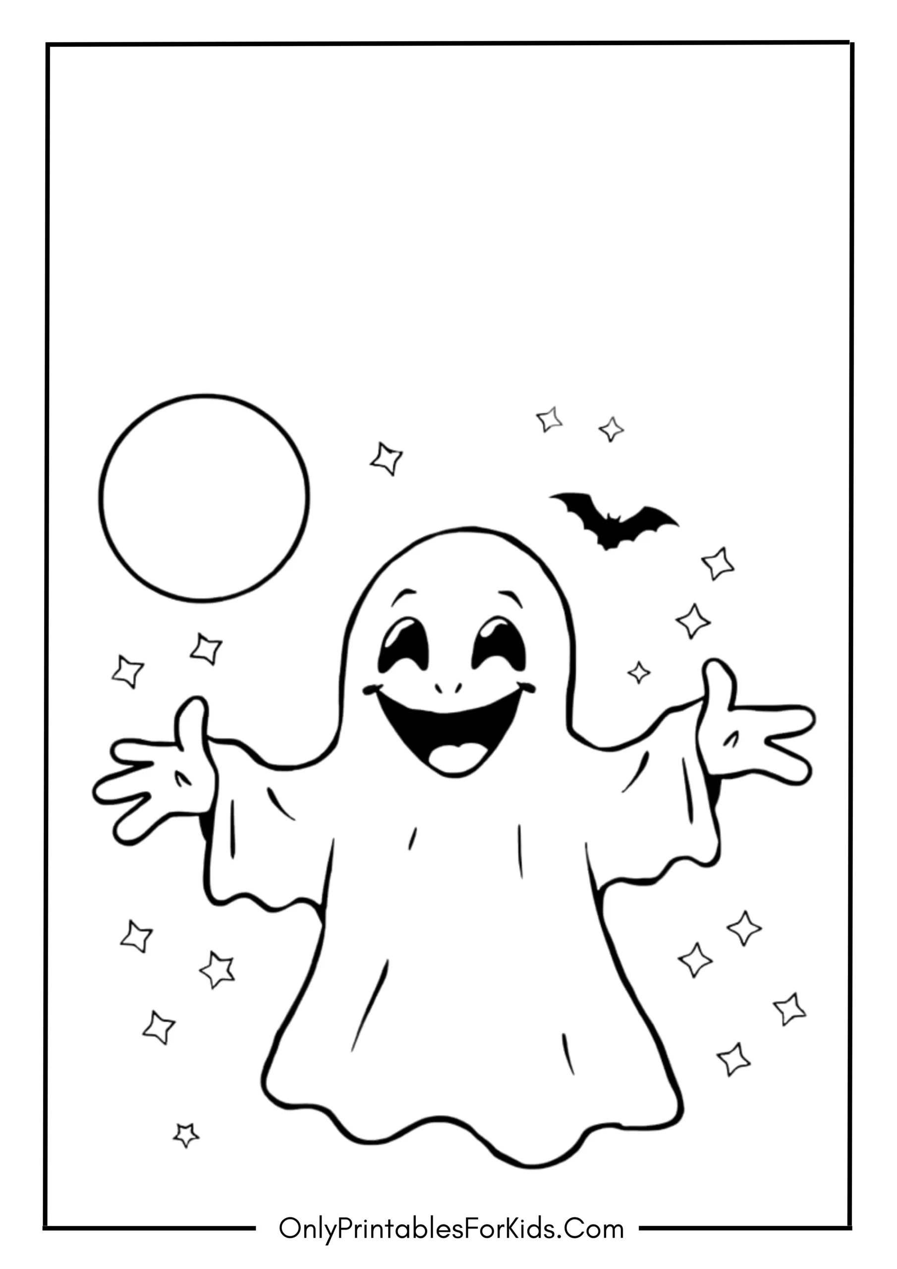 Cute Halloween Ghost Coloring Page