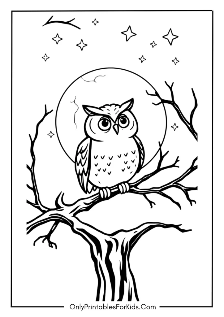 Cute Halloween Owl Coloring Page