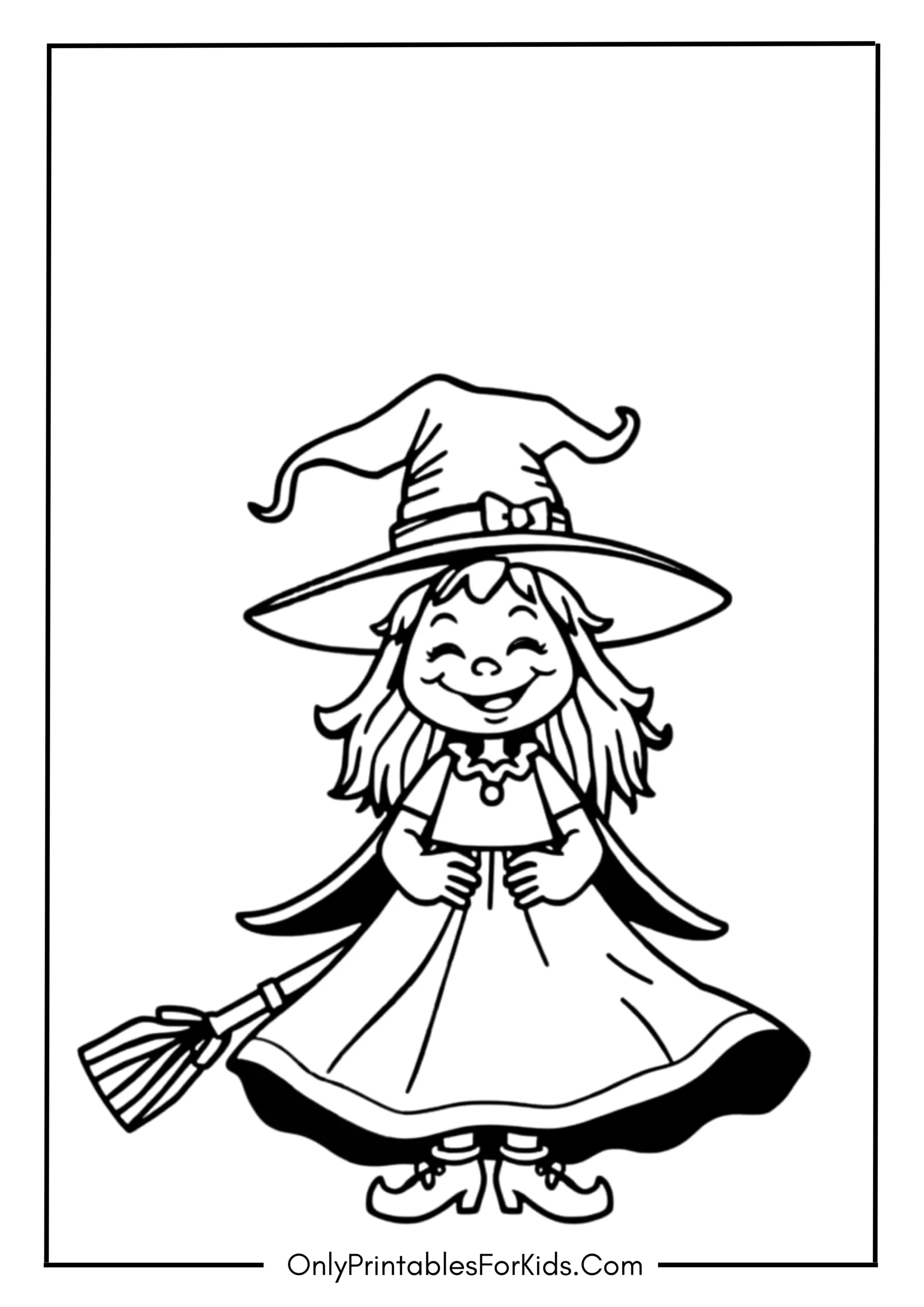 Cute Halloween Witch Coloring Page