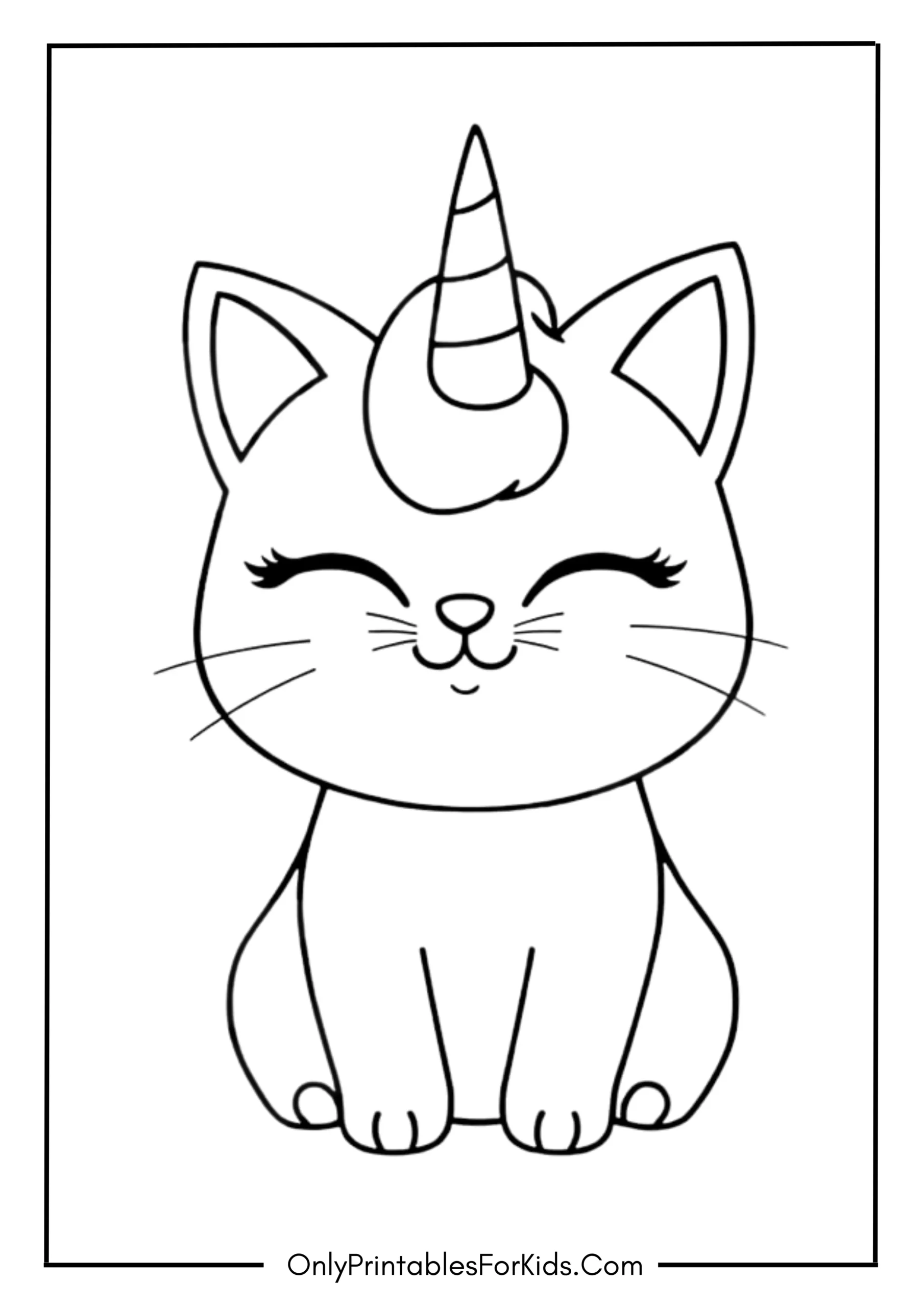 Cute Kitty Unicorn Coloring Page
