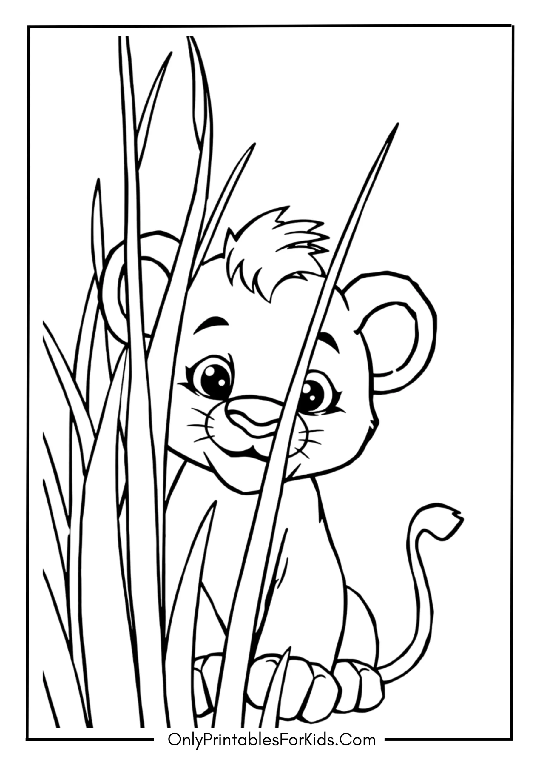 Cute Lion Cub Playing Hide And Seek