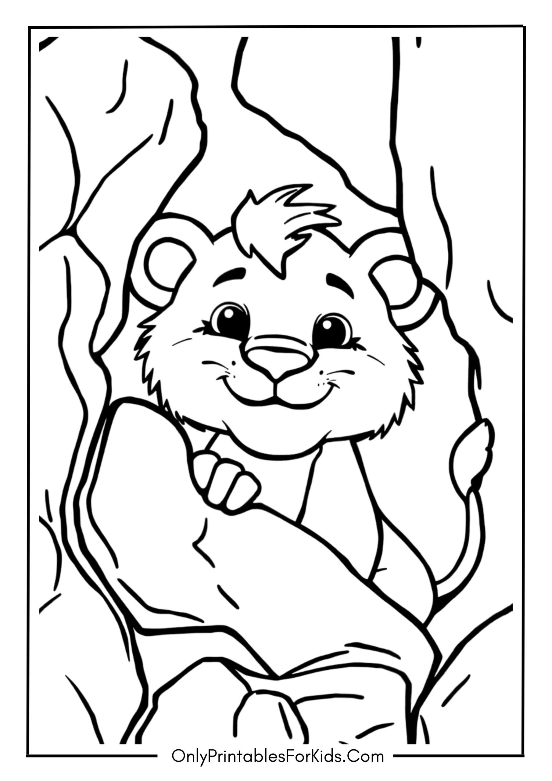 Cute Lion Cub Playing Hide