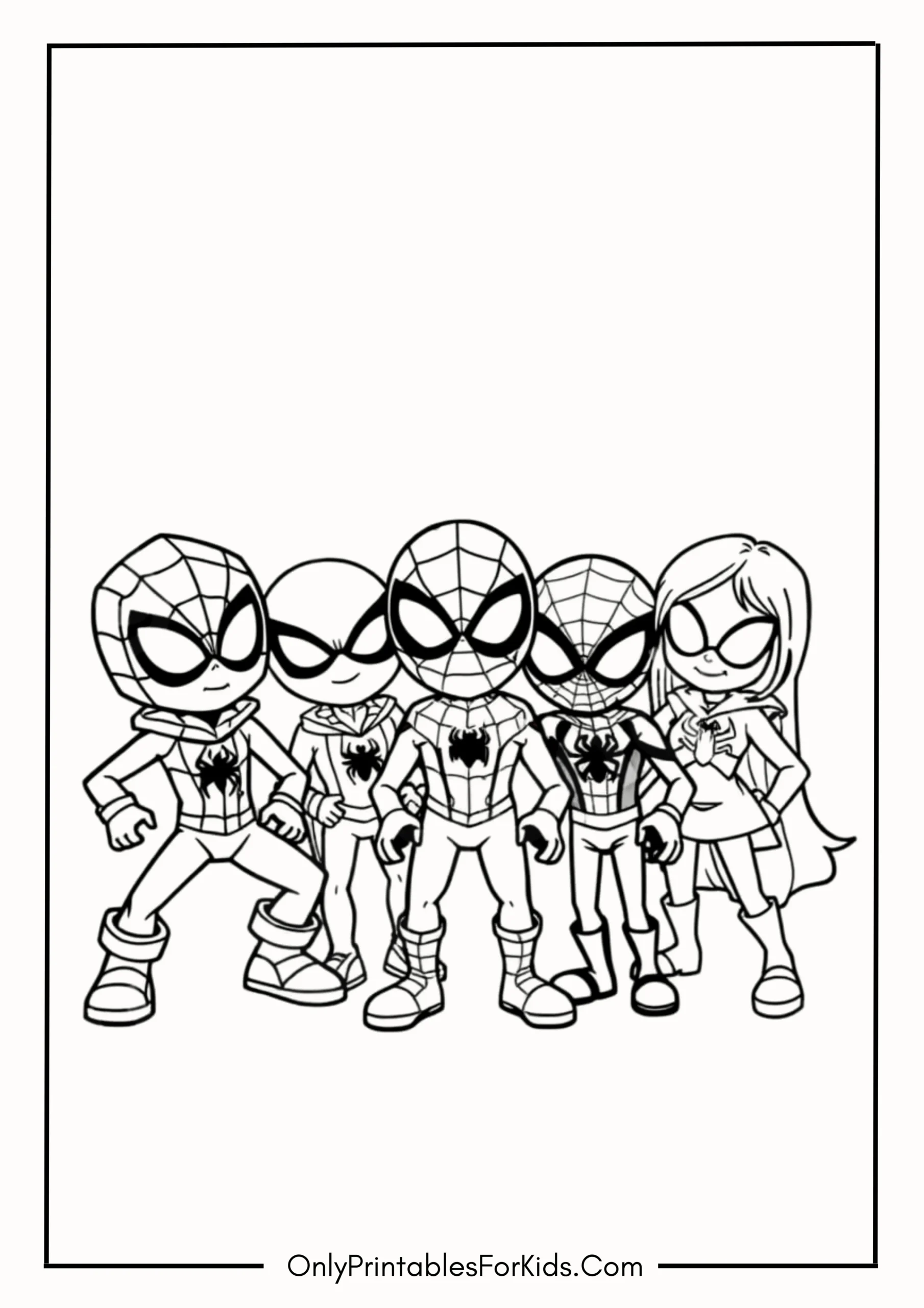 Cute Spidey and His Amazing Friends Coloring Page