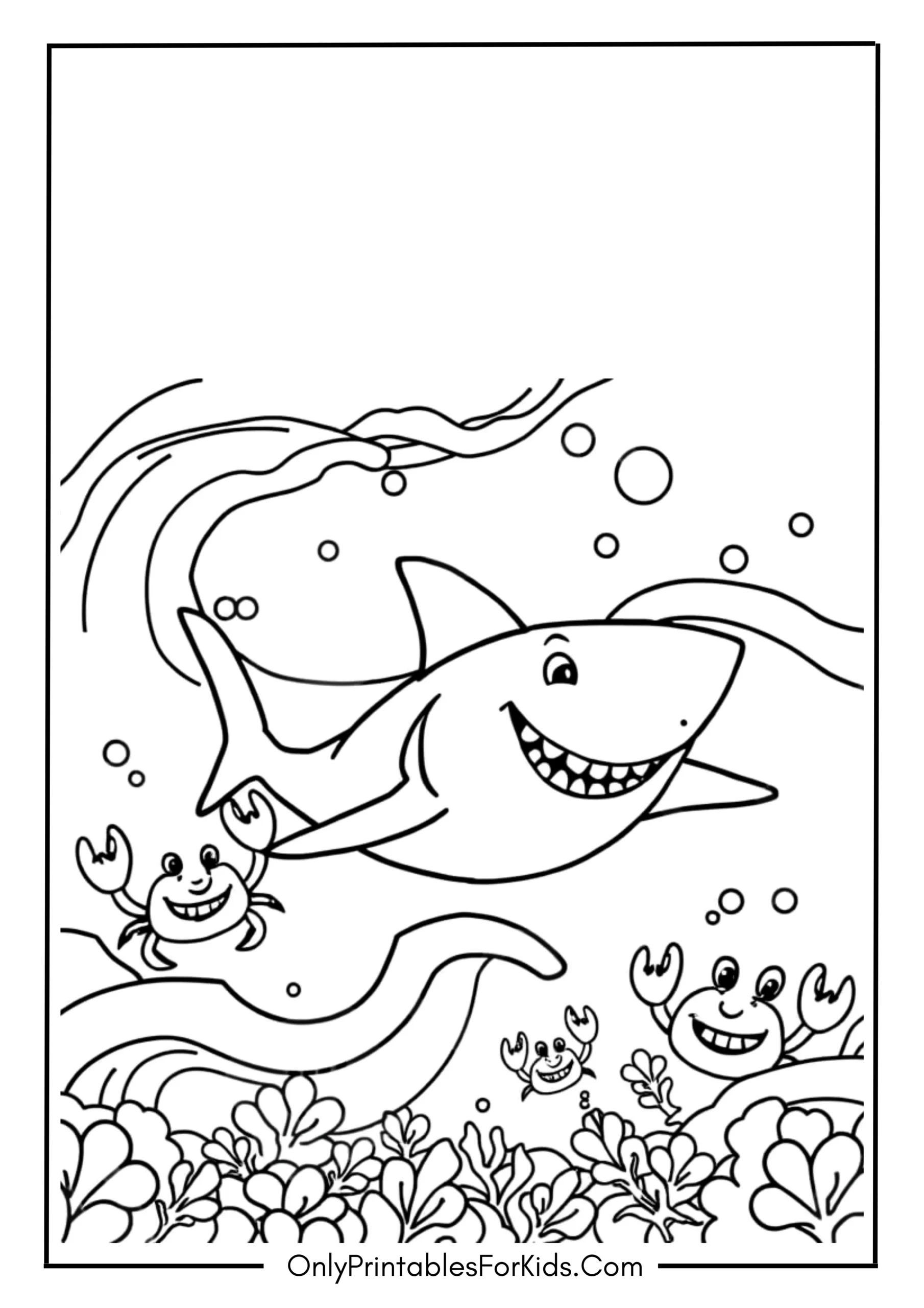 Cute Summer Shark Coloring Page