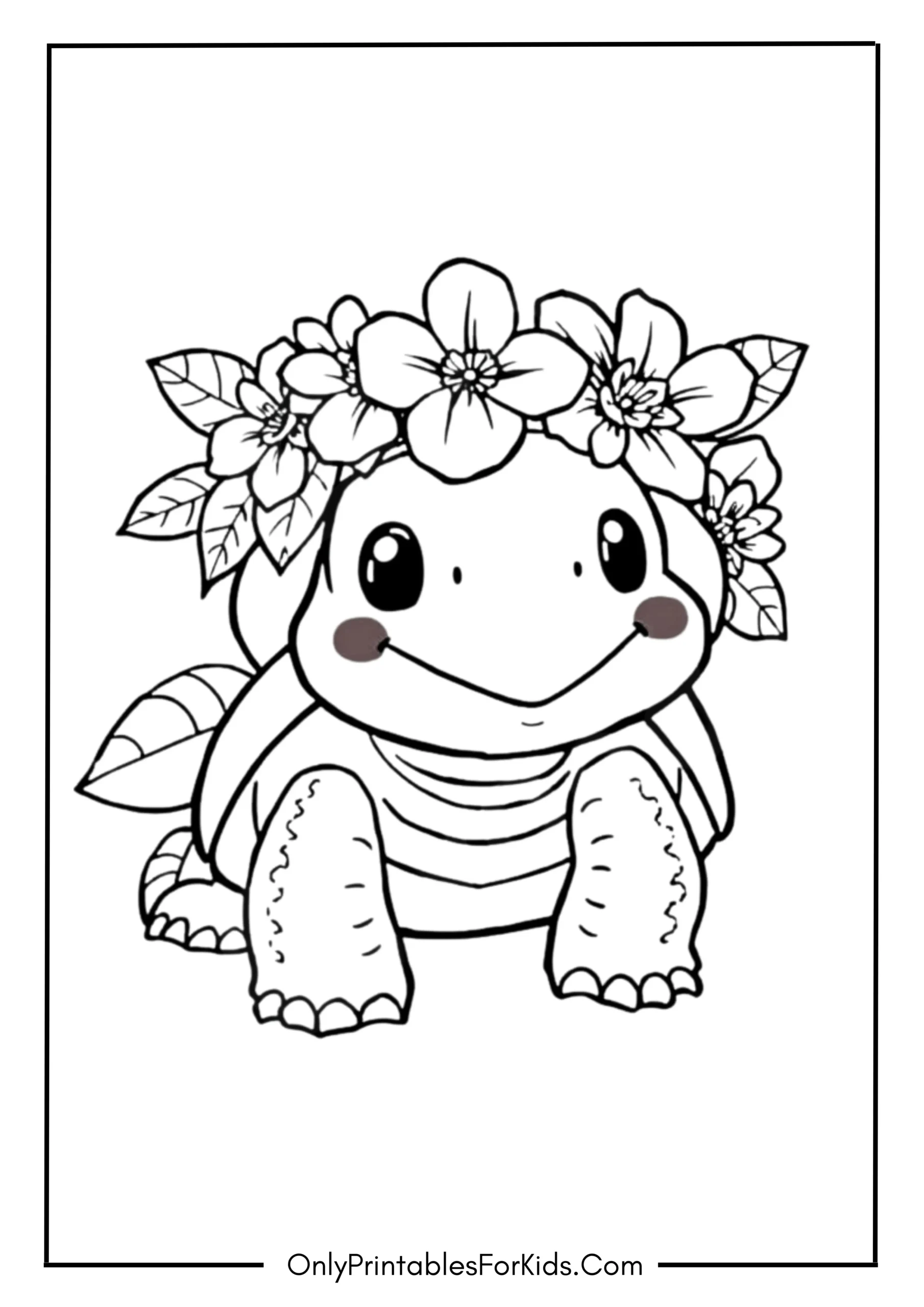 Cute Turtle Wearing a Flower Crown