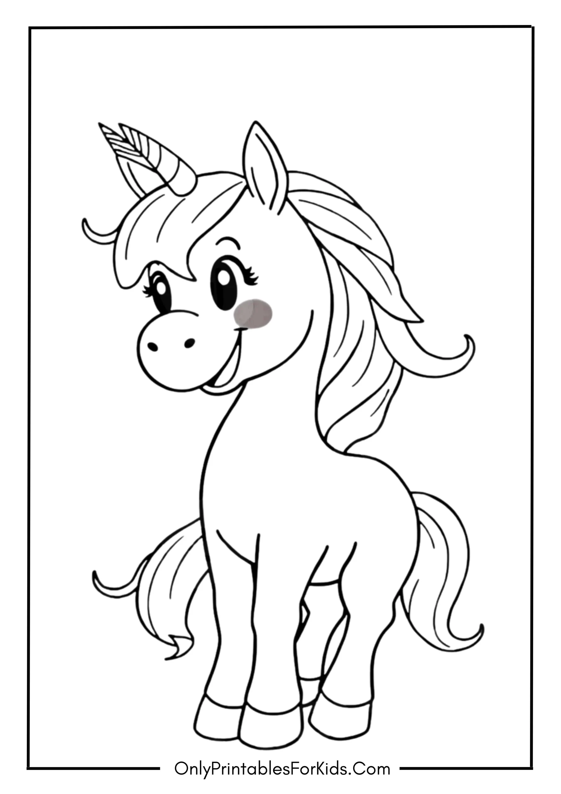 Cute Unicorn Coloring Page