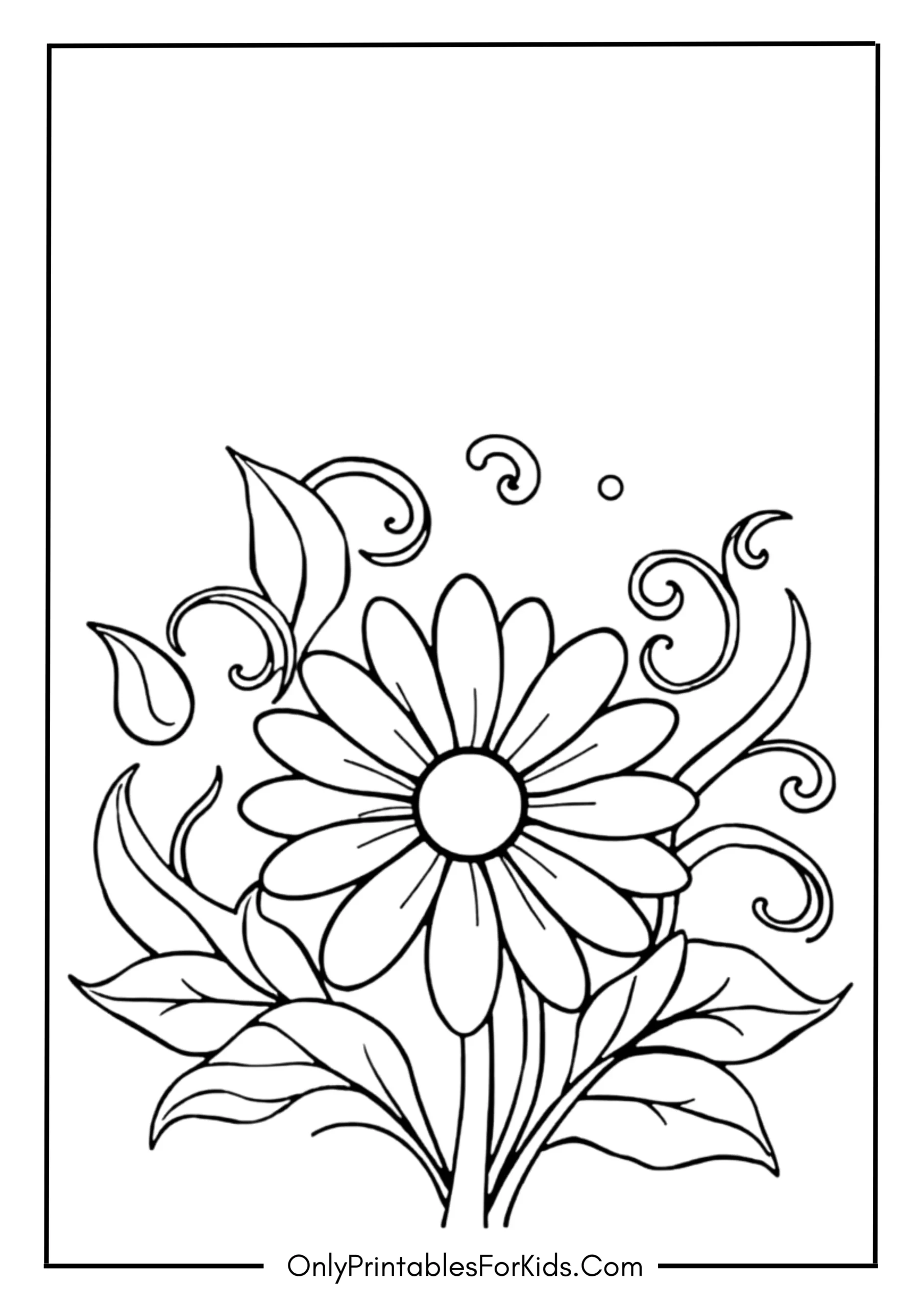 Daisy with Swirling Leaves