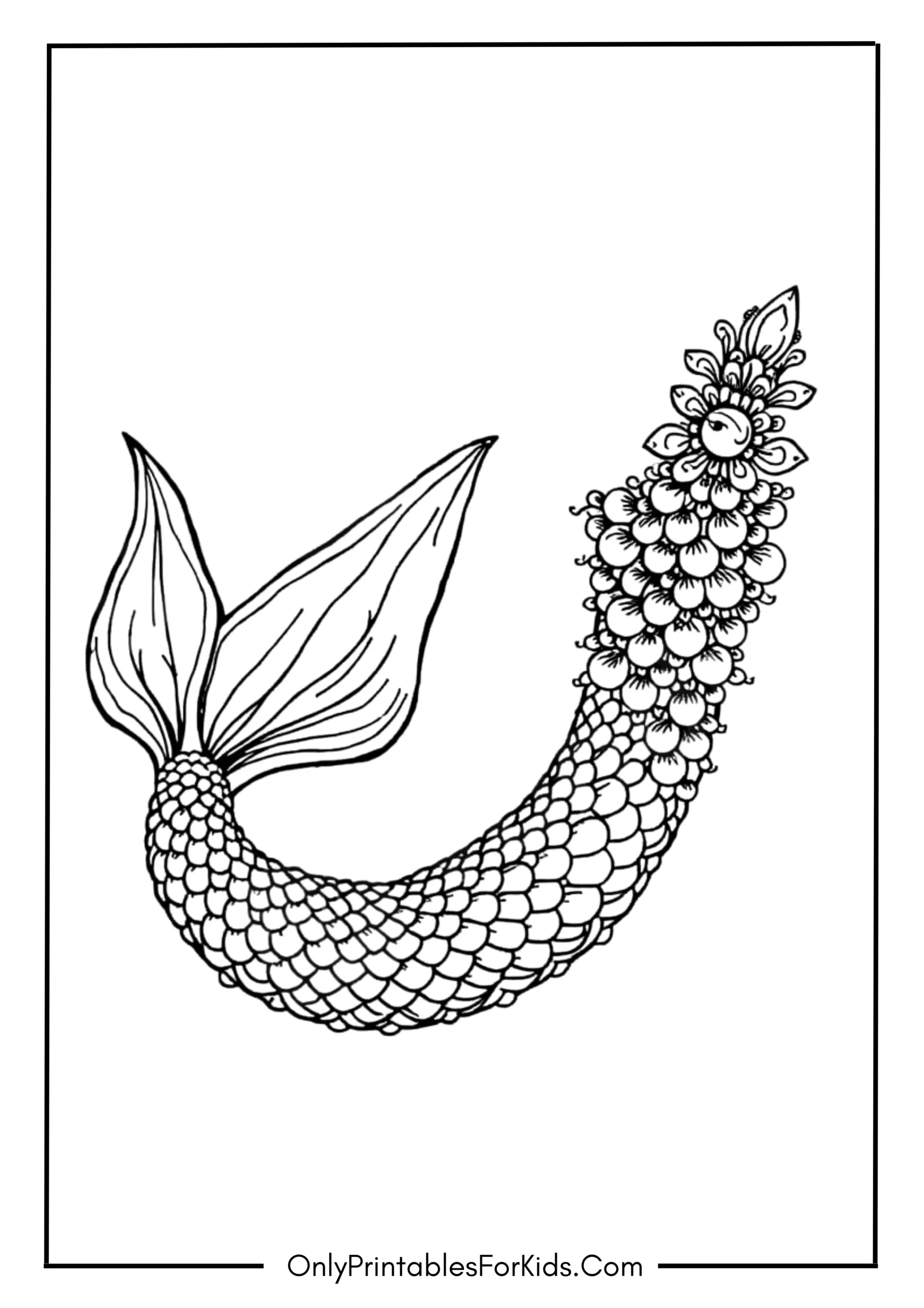 Detailed Mermaid Tail Coloring Page scaled