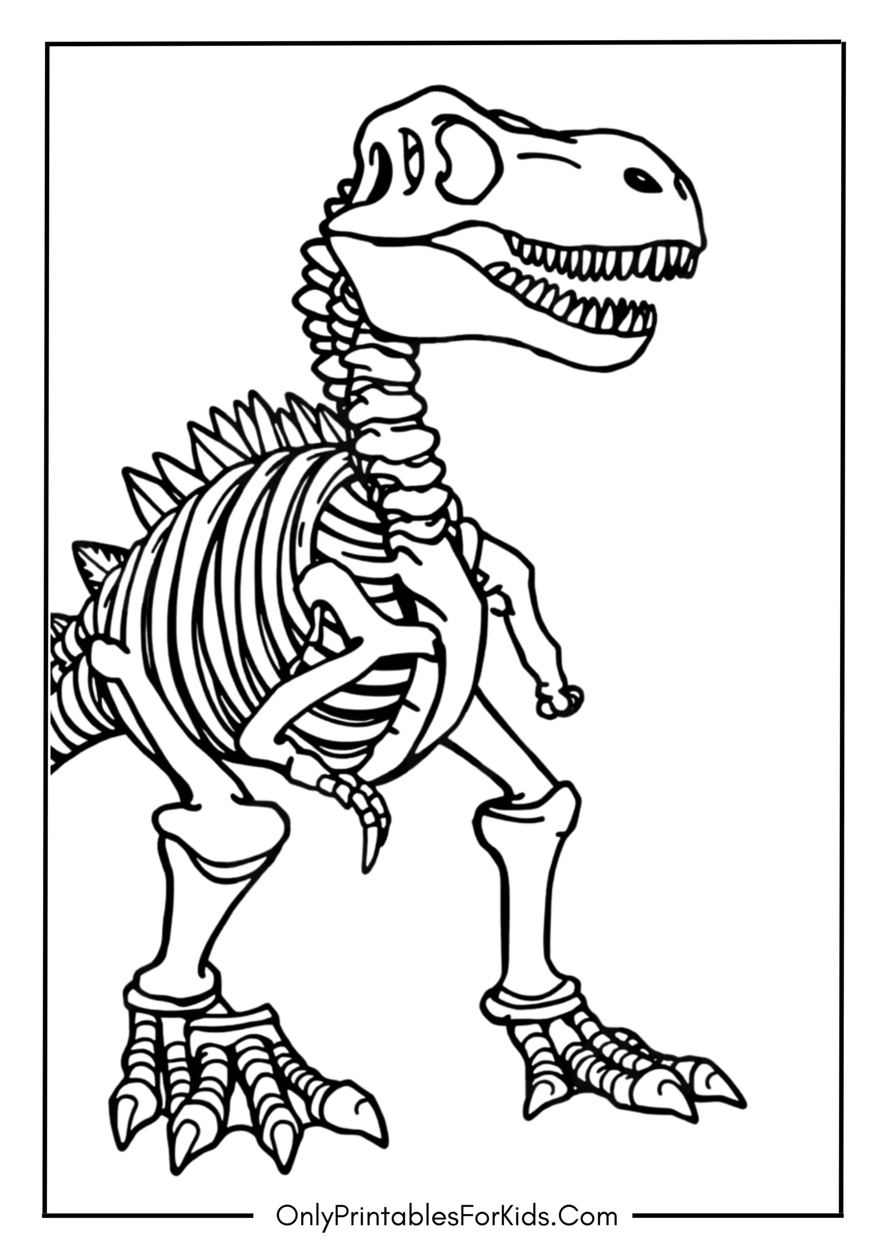 Dinosaur Bones and Skeleton Coloring Page