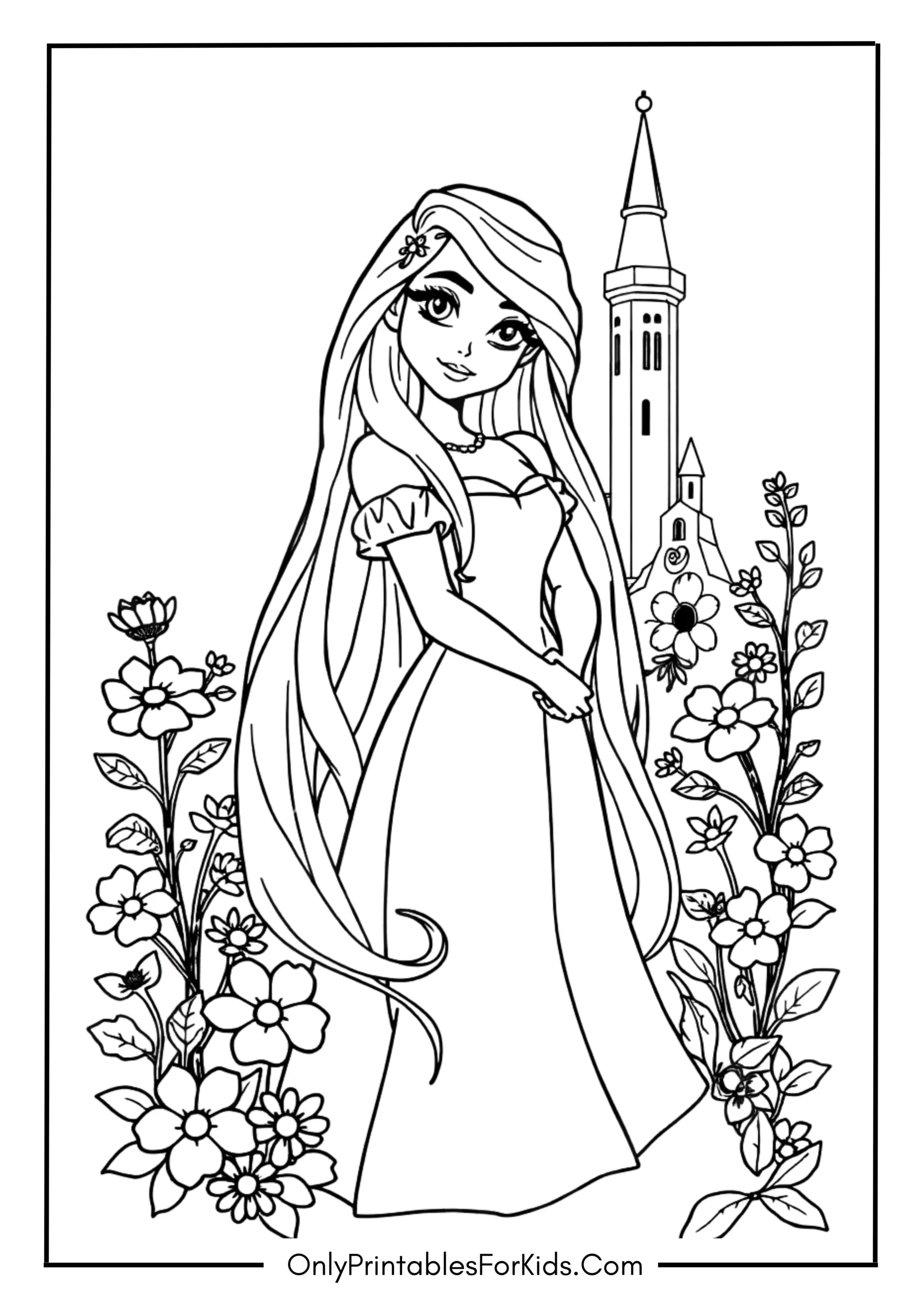 Disney Princess Rapunzel Coloring Page scaled