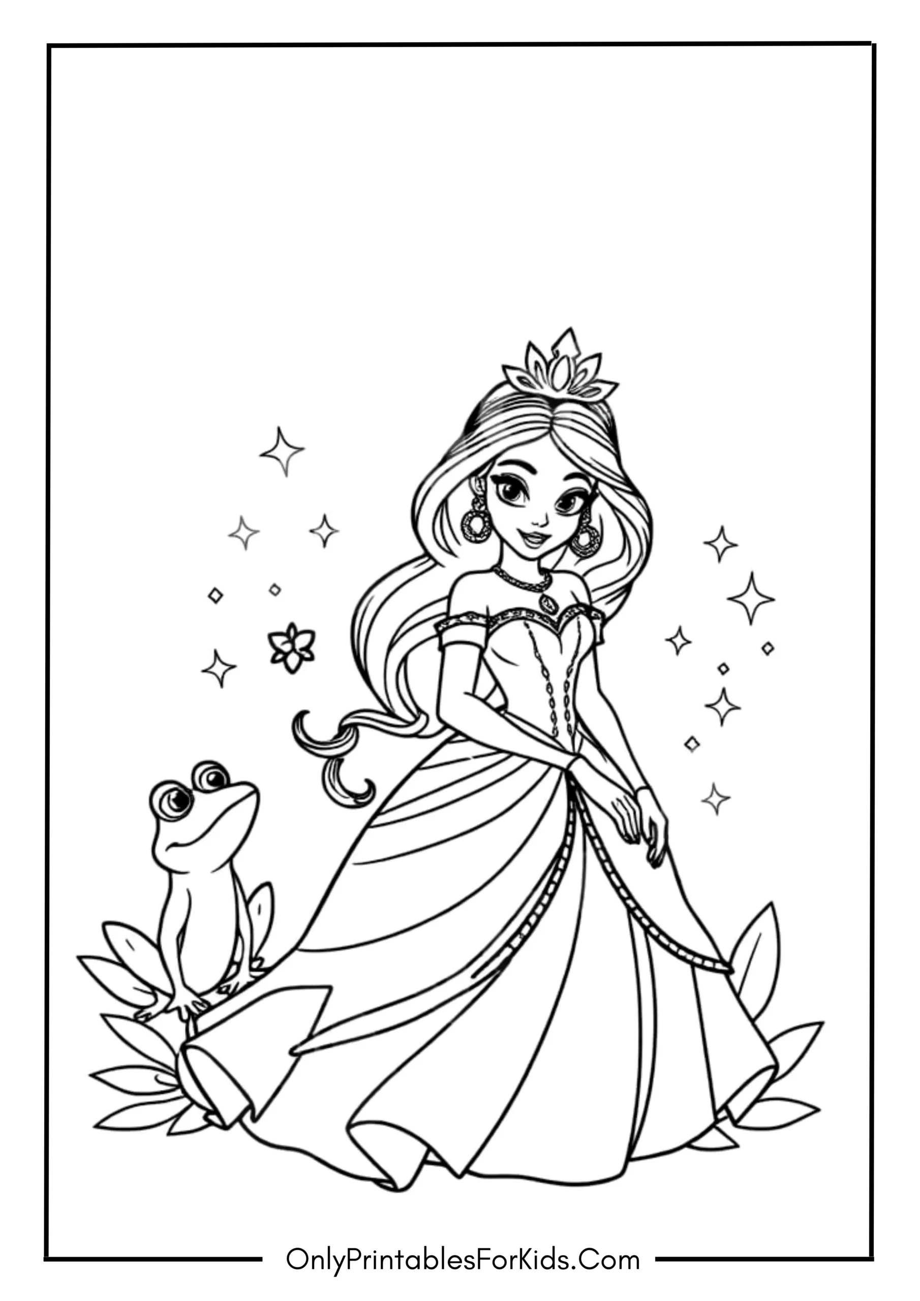Disney Princess Tiana Coloring Page scaled