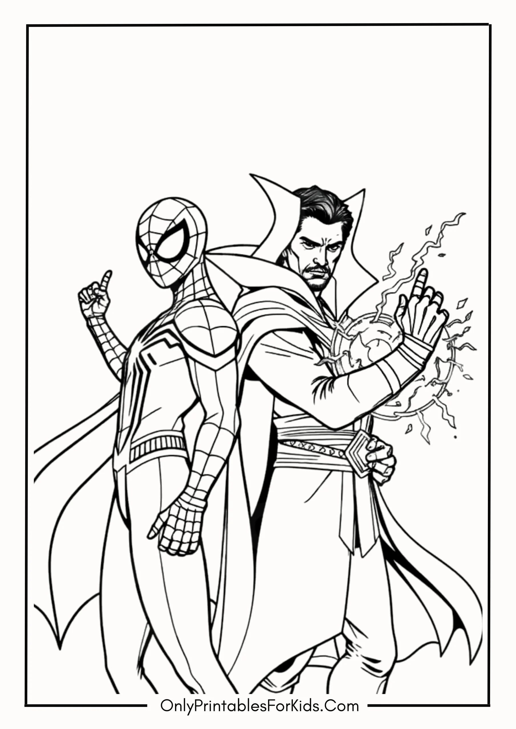 Doctor Strange and Spider-Man Coloring Page