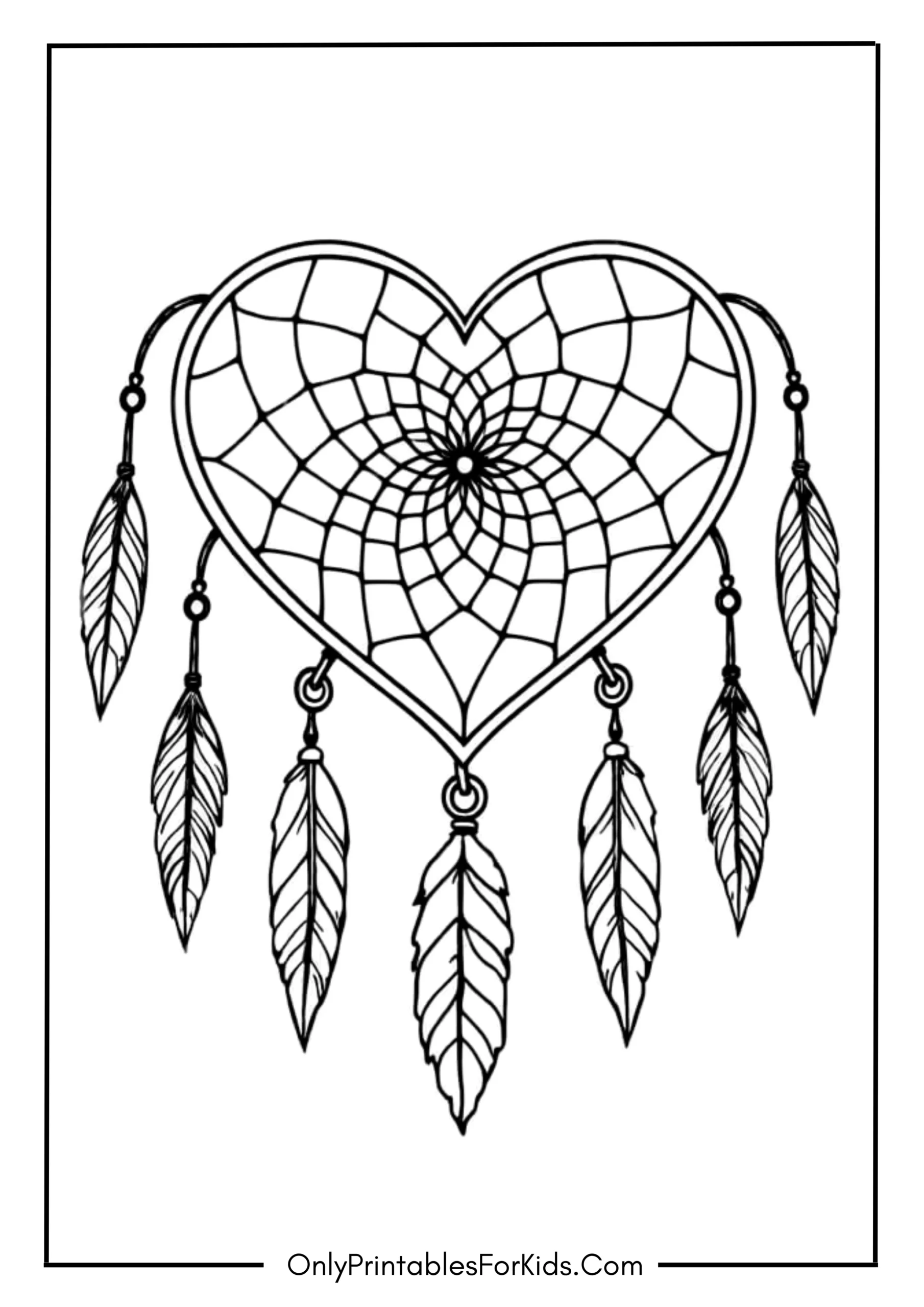 Dreamcatcher Heart Coloring Page