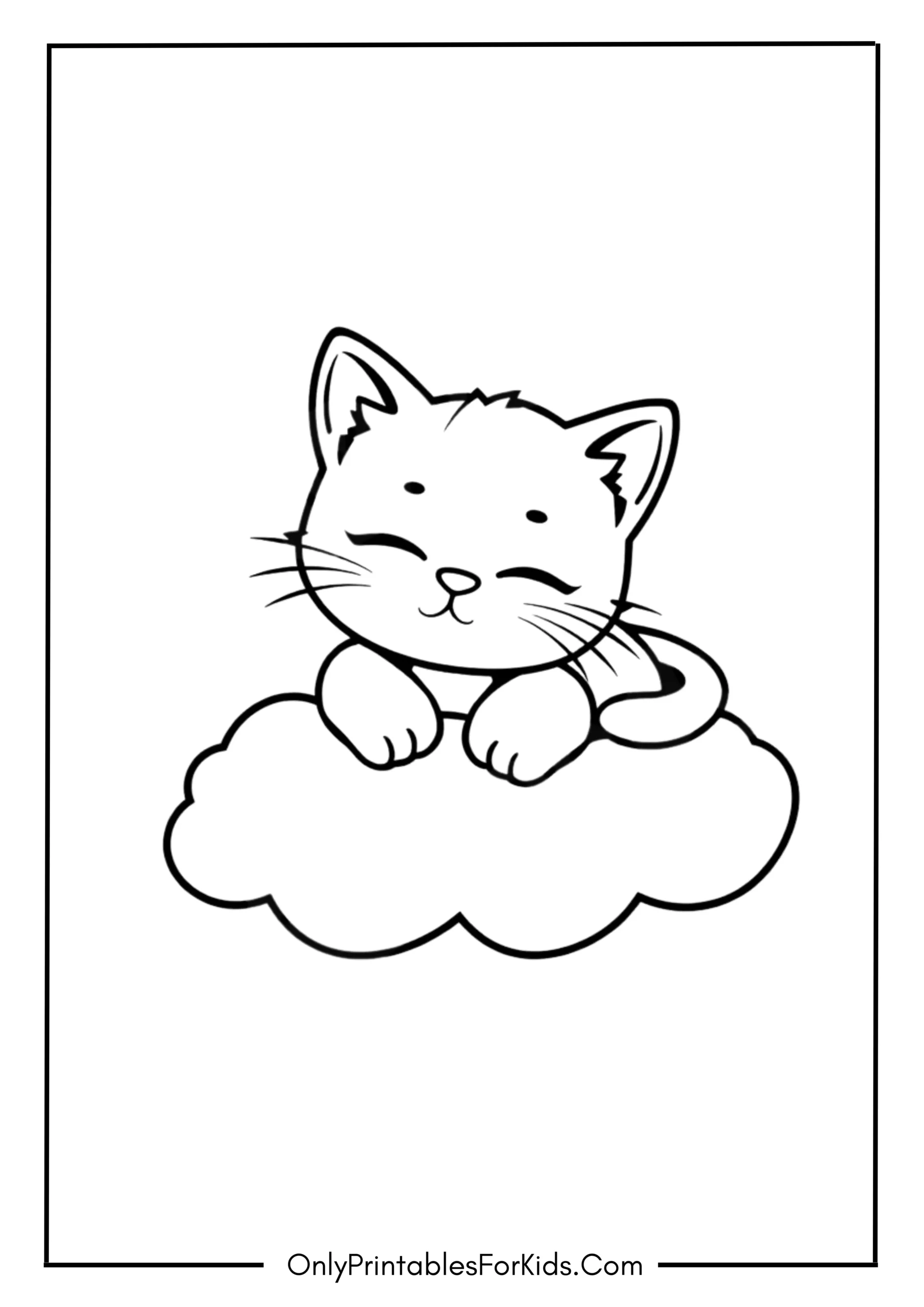 Dreamy Kitten Resting on a Cloud