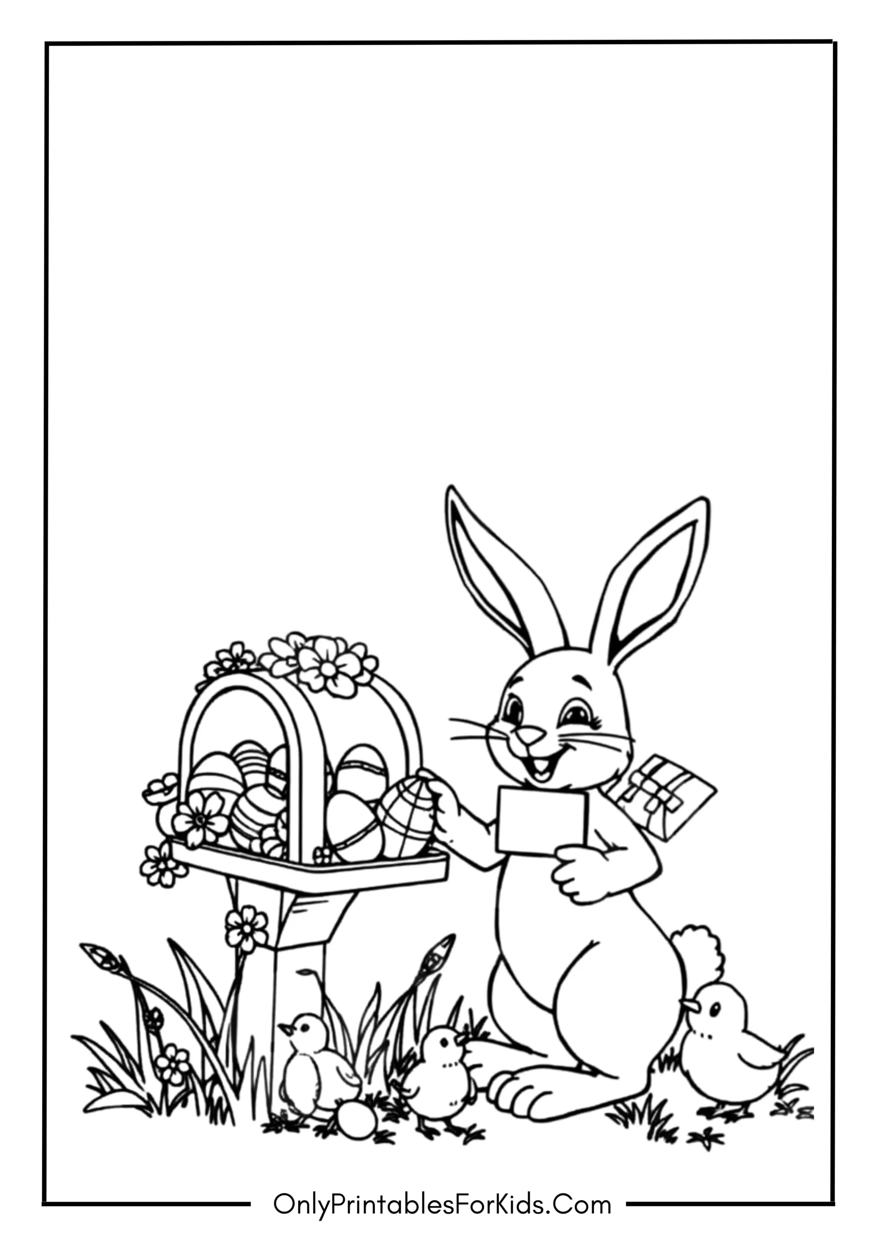Easter Bunny Mailbox Coloring Page